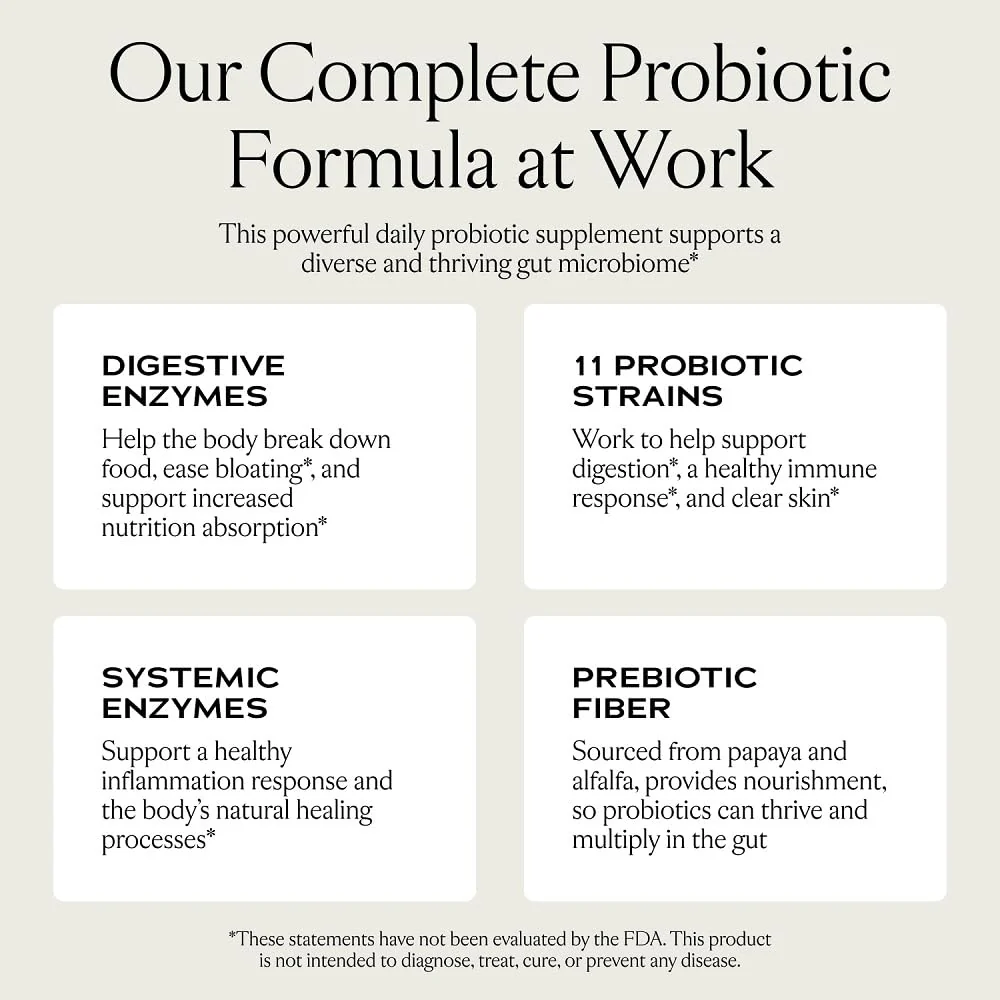 SAKARA Complete Probiotic - Prebiotics and Probiotics for Women Digestive Health Supplements, Supports Bloating, Immune System & Skin Radiance, Gut Health for Women with 3 Billion CFU's - 180 Capsules - Image 4