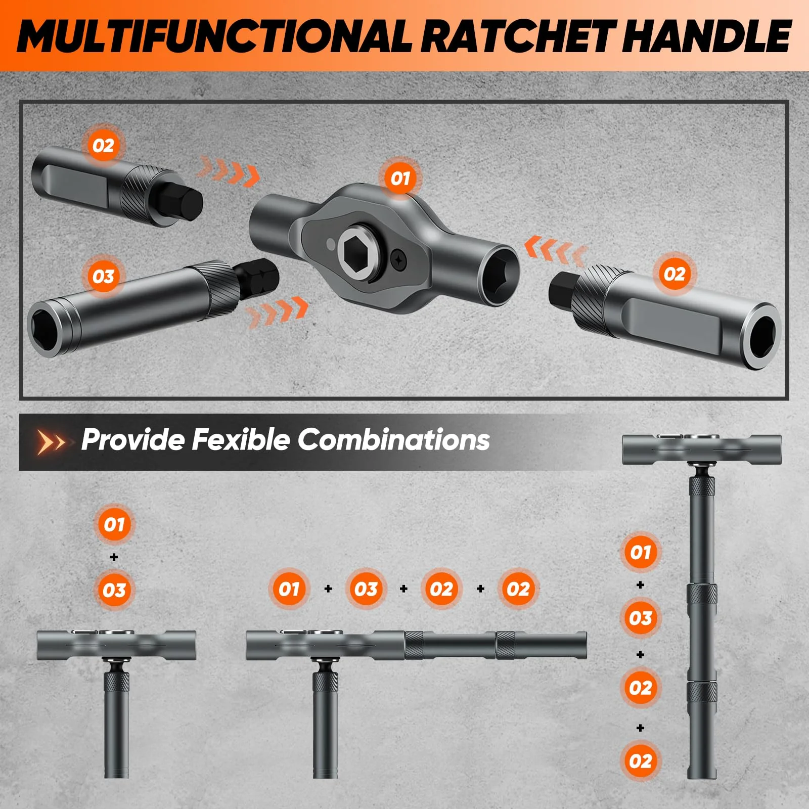 Saker 42 in 1 Magnetic Screwdriver Set, Multi Bit Free Combination Ratchet Screwdriver Set Portable Repair Tool Kit for Christmas Gifts Furniture, Computer, Bicycle and DIY Grey - Image 5