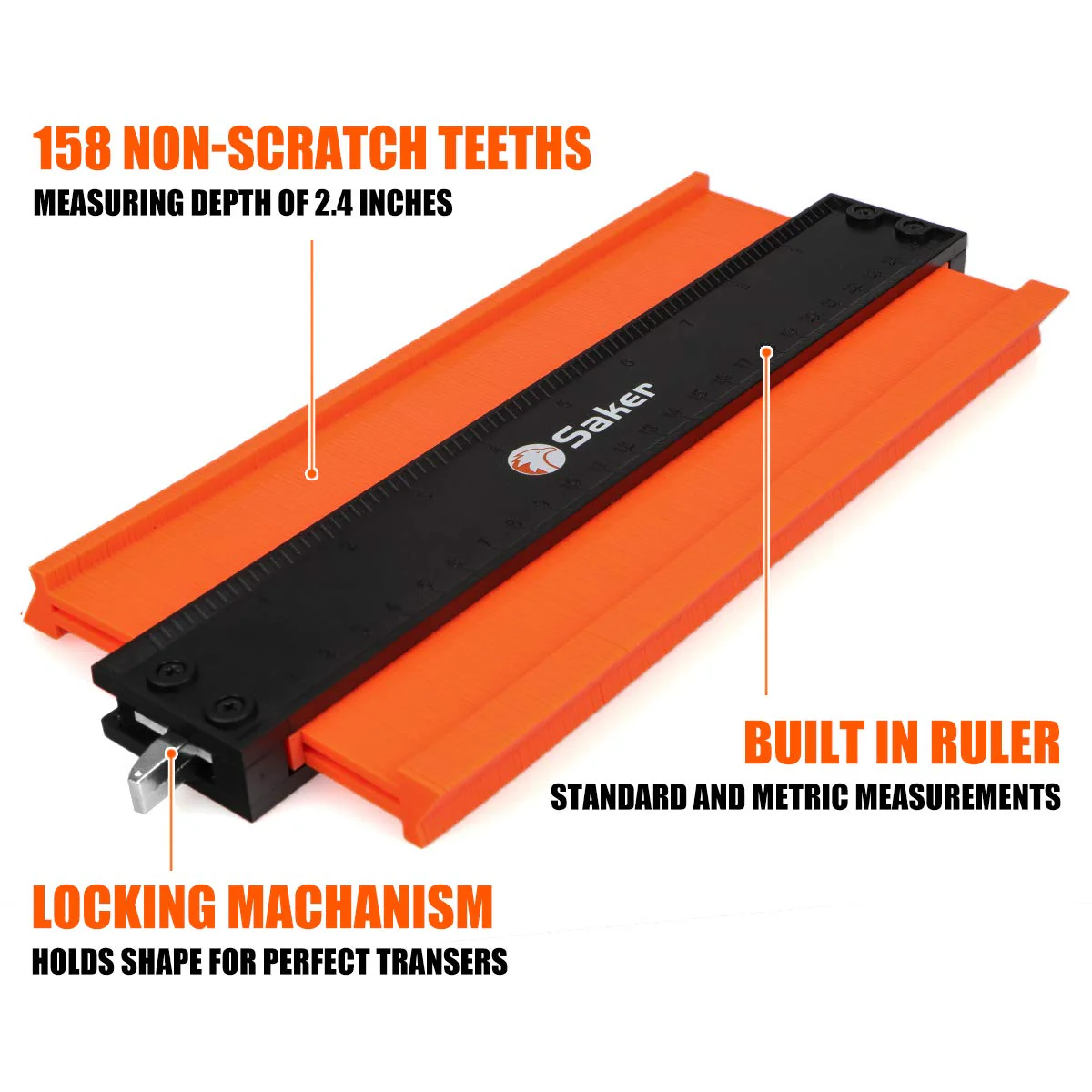 Saker Contour Gauge Duplication-Adjustable Lock-Precisely Copy Irregular Shape-Irregular Woodworking Tracing-Must Have Tool Christmas Gifts for DIY Handyman Men Husband Dad 10 Inch+5 Inch - Image 3