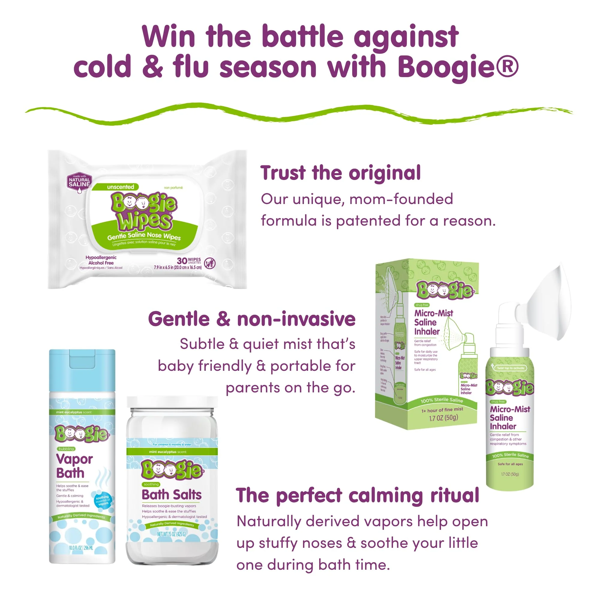Saline Nose Wipes by Boogie, for Baby & Kids, Face, Hand & Body, FSA/HSA Eligible, Made with Vitamin E, Aloe, and Natural Saline, Lavender Scent, 30 Count (Pack of 3) - Image 4