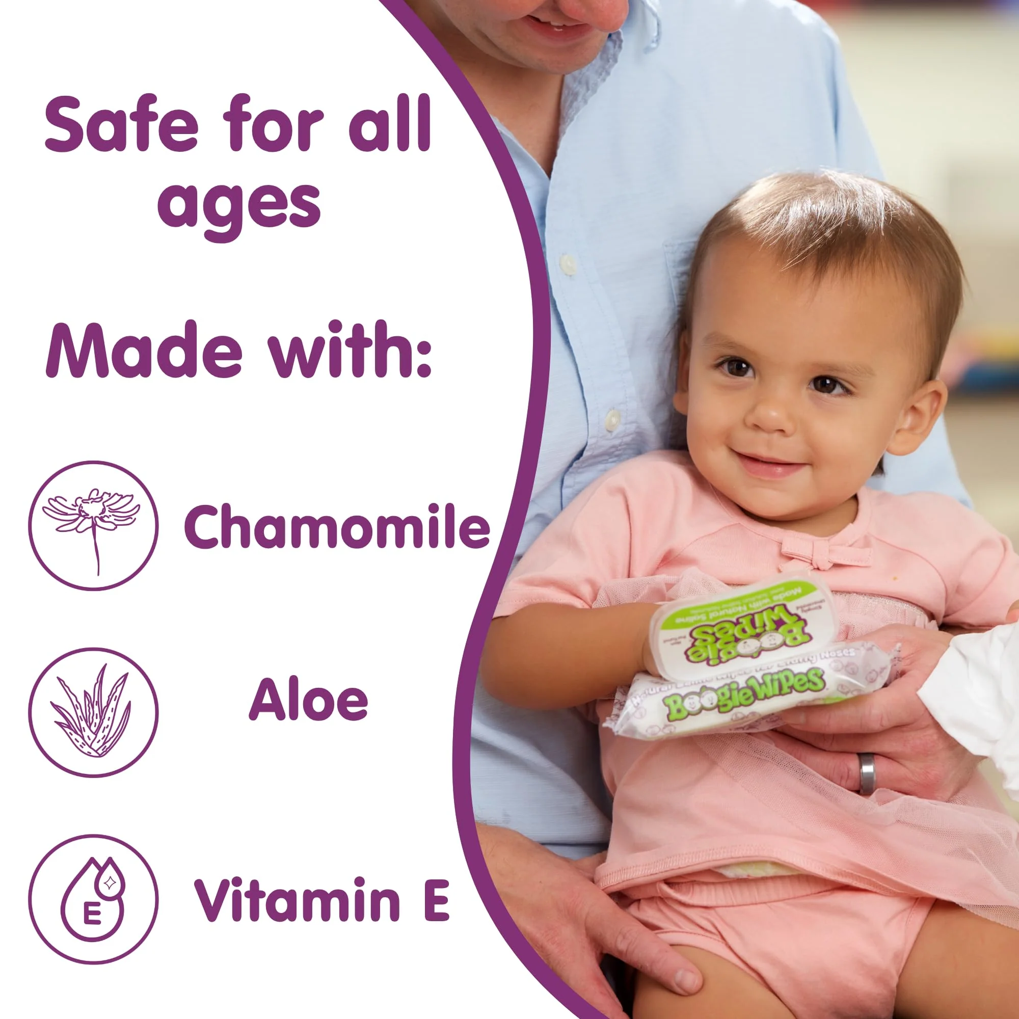 Saline Nose Wipes by Boogie, for Baby & Kids, Face, Hand & Body, FSA/HSA Eligible, Made with Vitamin E, Aloe, and Natural Saline, Lavender Scent, 30 Count (Pack of 3) - Image 8
