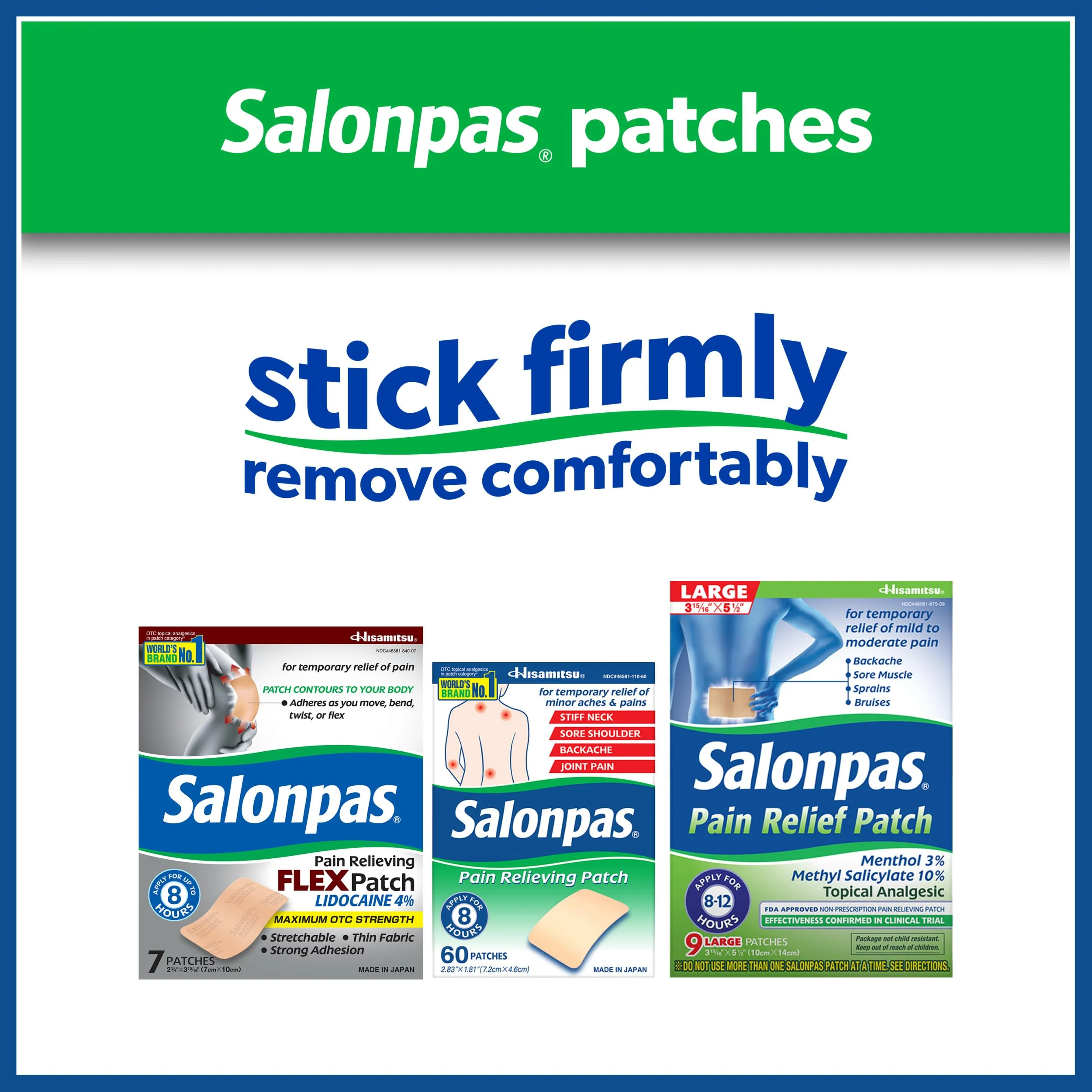 Salonpas Pain Relieving Patch, Large, 6 Count, for Back, Neck, Shoulder, Knee Pain and Muscle Soreness, 8 Hour Pain Relief - Image 6