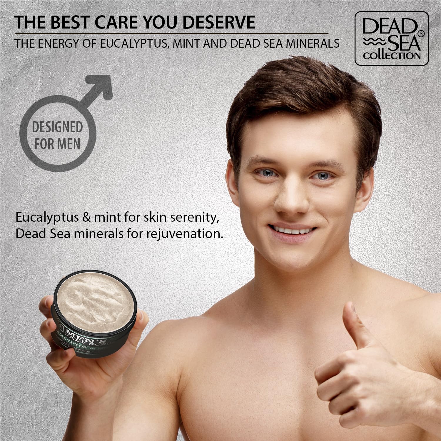 Salt Body Scrub Eucalyptus & Mint For Men– Moisturizes, Exfoliates & Nourishes Skin – Cleanses & Detoxifies with Dead Sea Minerals – Dead Sea Collection - 23.28 OZ - Image 5