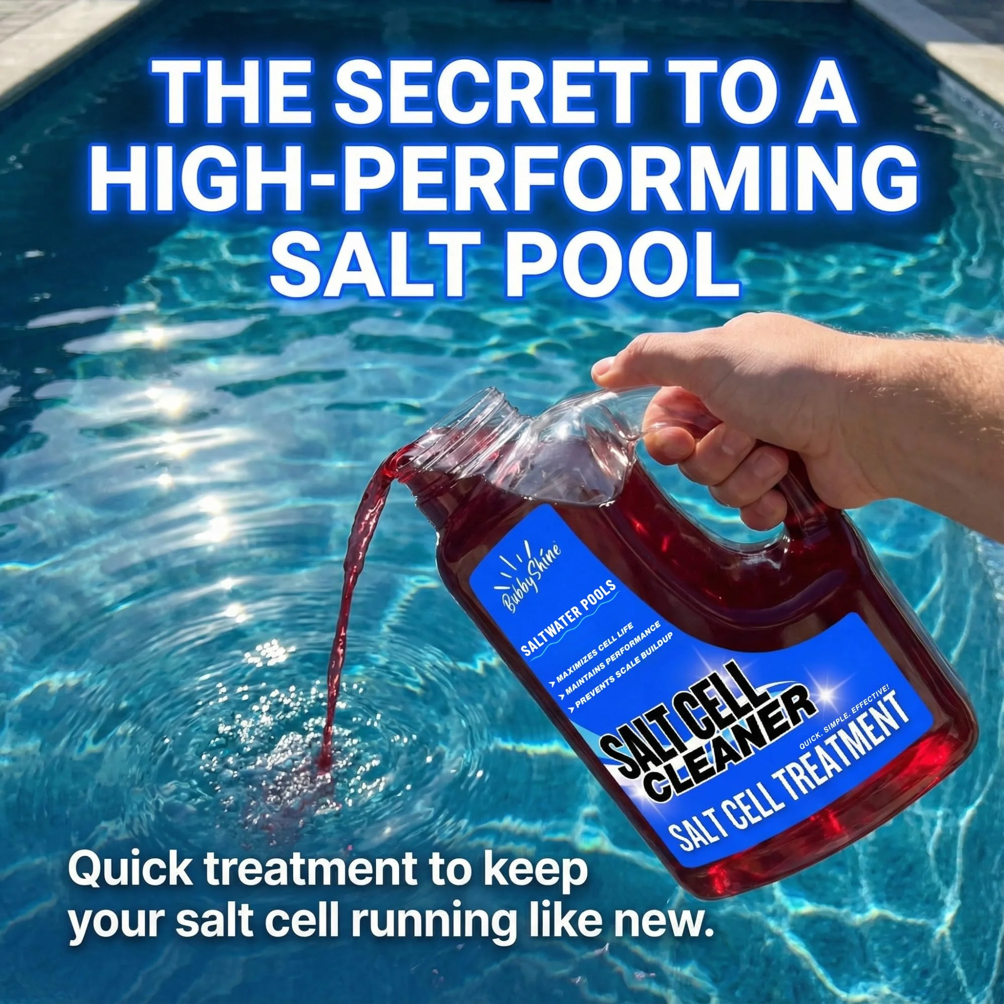 Salt Cell Cleaner for Pool - 3 L (101.5 fl oz) - Pool Salt Cell Cleaner Solution for Saltwater Pools, Helps Reduce Scale Buildup & Support Generator Performance (SWG) - BubbyShine - Image 2