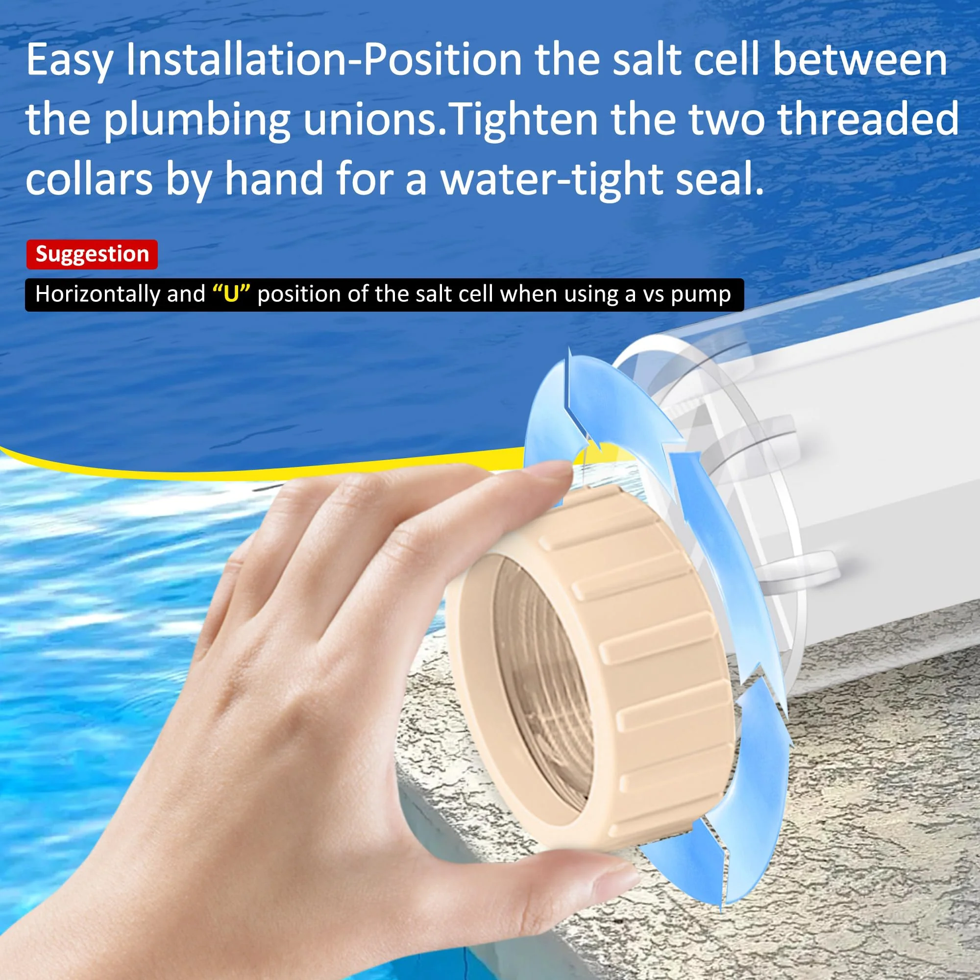 Salt Cell for Pool - Fits for Hayward Salt Cell T-3, up to 15,000 Gallon In-Ground Swimming Pools, Clear Case, 2-Year Warranty - Image 3