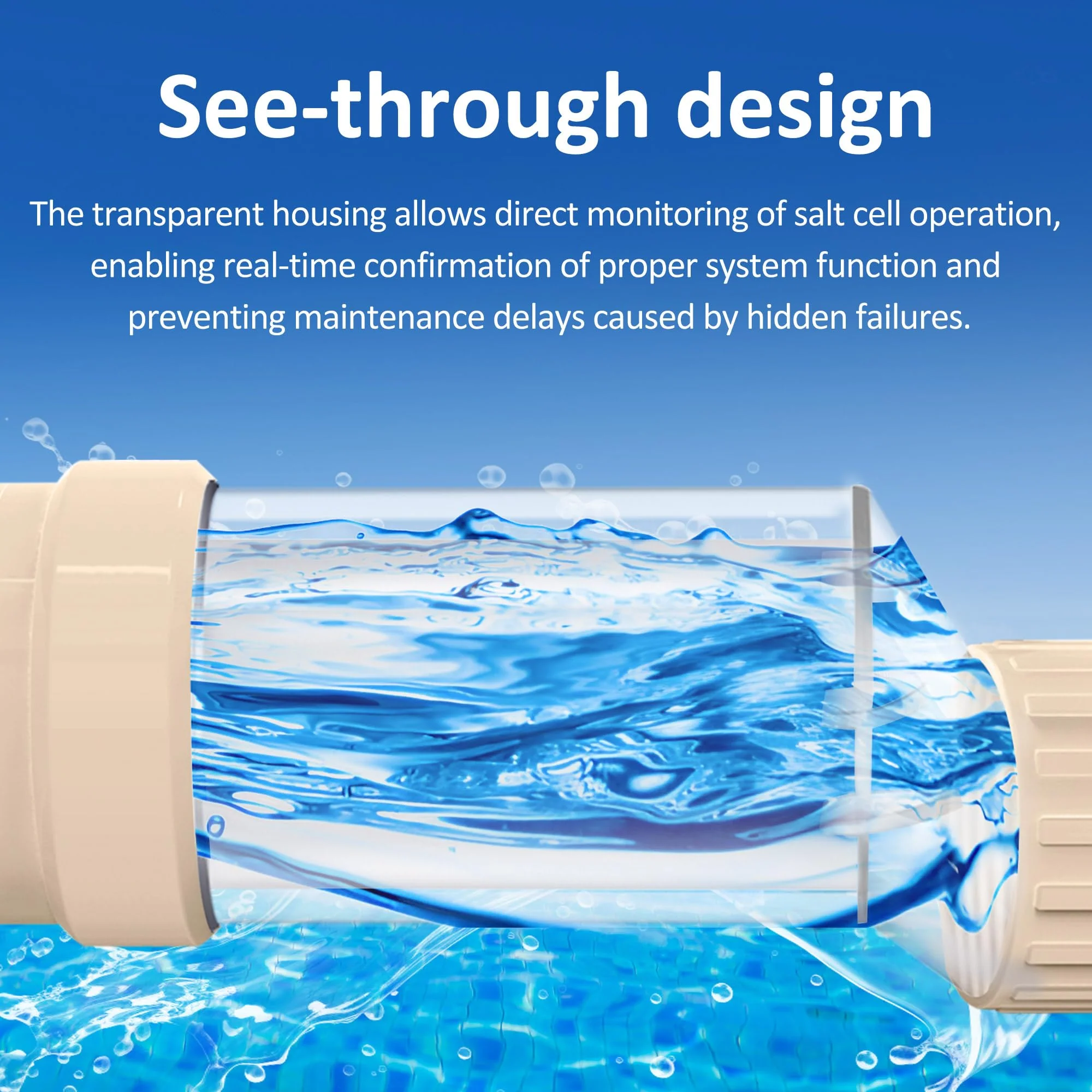 Salt Cell for Pool - Fits for Hayward Salt Cell T-9, up to 25,000 Gallon In-Ground Swimming Pools, Clear Case, 2-Year Warranty - Image 6