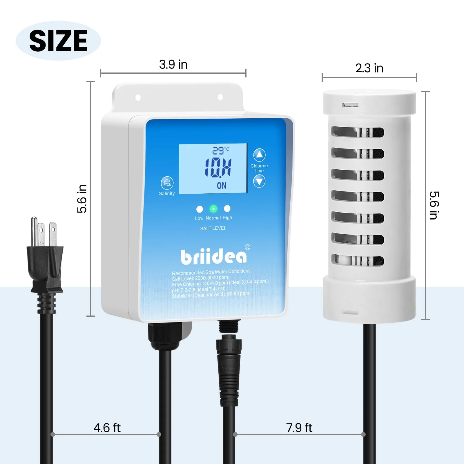 Salt Chlorine Generator, Briidea Chlorine Generator with USA Titanium Salt Cell, Designed for Hot Tubs & Swim Spas, Up to 2000 Gallons, Chemical-Free - Image 3