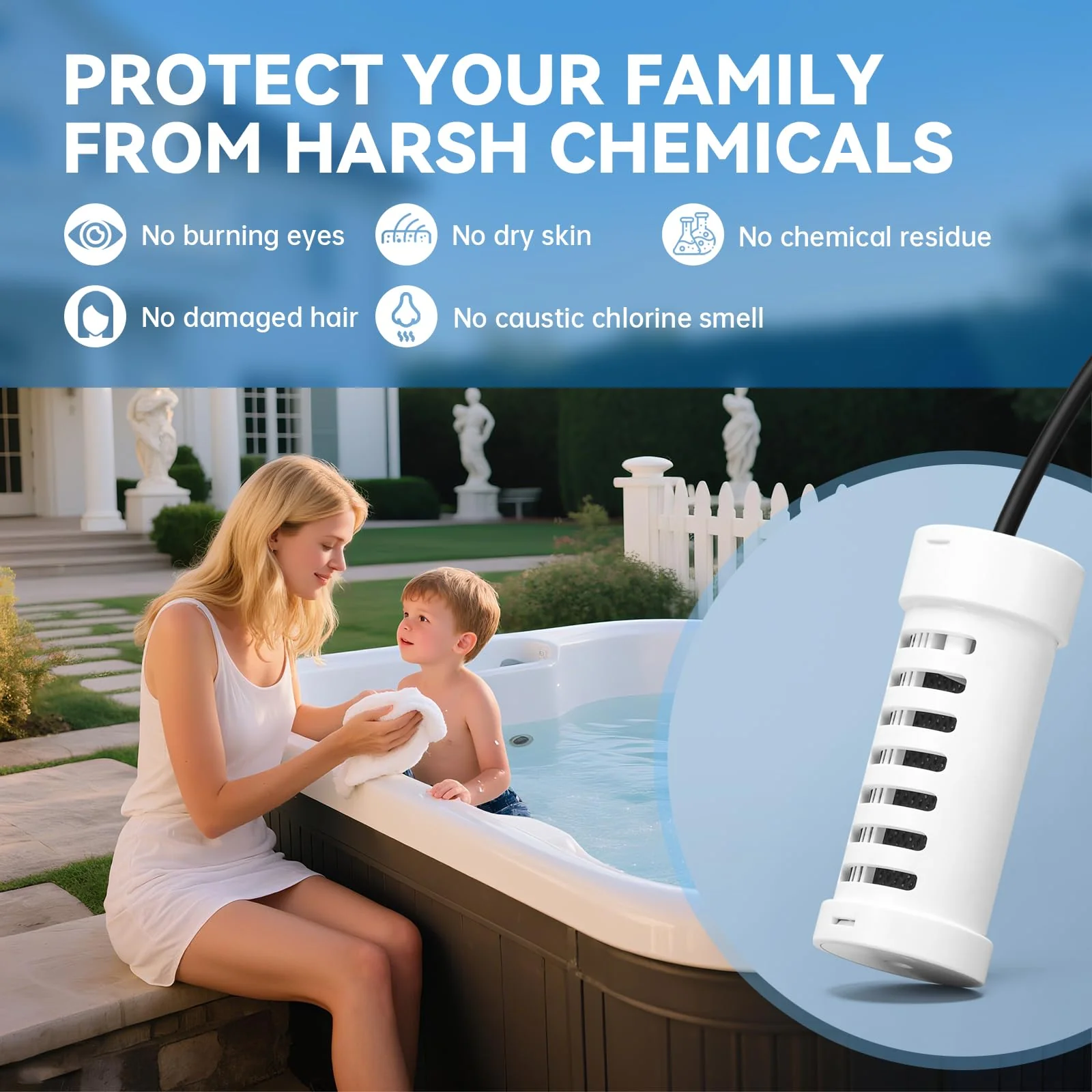 Salt Chlorine Generator, Briidea Chlorine Generator with USA Titanium Salt Cell, Designed for Hot Tubs & Swim Spas, Up to 2000 Gallons, Chemical-Free - Image 6