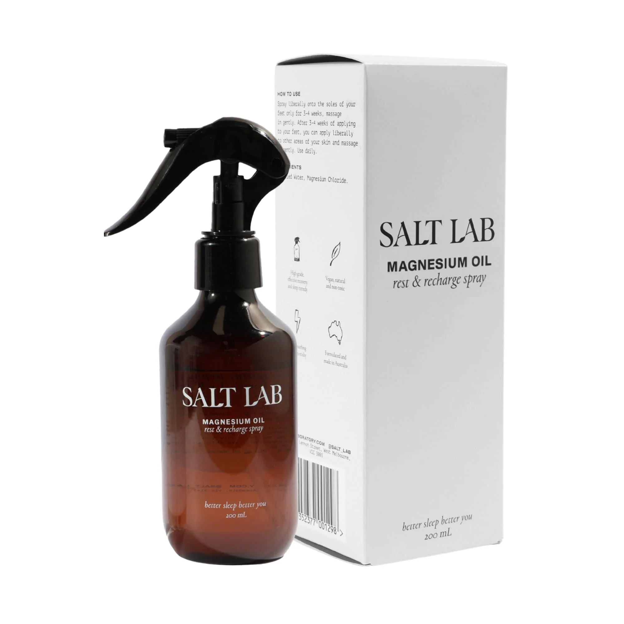 Salt Lab Magnesium Oil Spray, Gift for Relaxation, Topical Magnesium Spray for Adults, Non Sticky Formula, Supports Restful Sleep, Easy to Apply & Quick Drying, Fragrance Free, Made in Australia