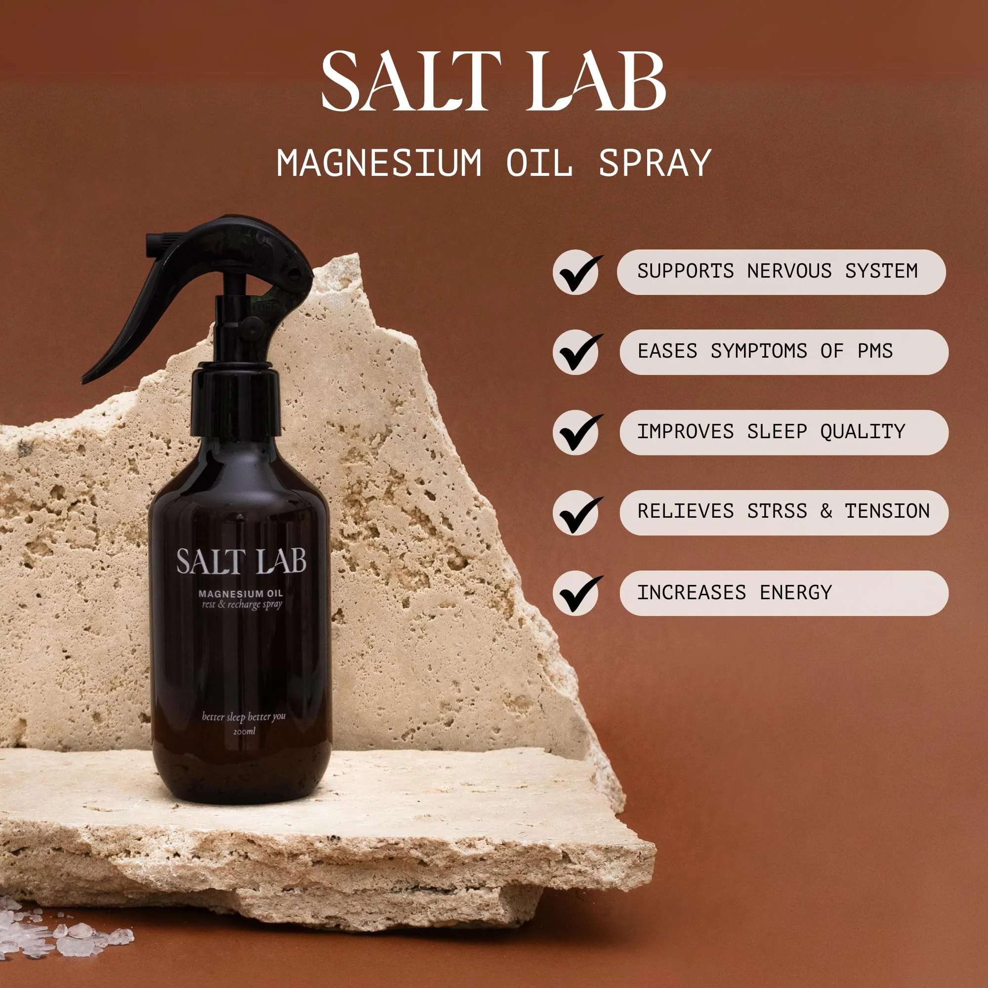 Salt Lab Magnesium Oil Spray, Gift for Relaxation, Topical Magnesium Spray for Adults, Non Sticky Formula, Supports Restful Sleep, Easy to Apply & Quick Drying, Fragrance Free, Made in Australia - Image 7