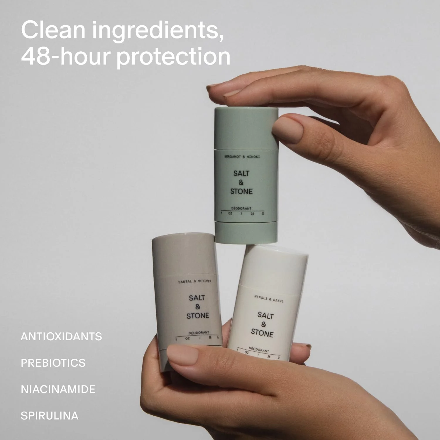 Salt & Stone Aluminum Free Deodorant | Extra Strength 48 Hour Protection for Women & Men | Made with Seaweed Extracts, Niacinamide & Prebiotics | Mini Deodorant Discovery Set - Image 7