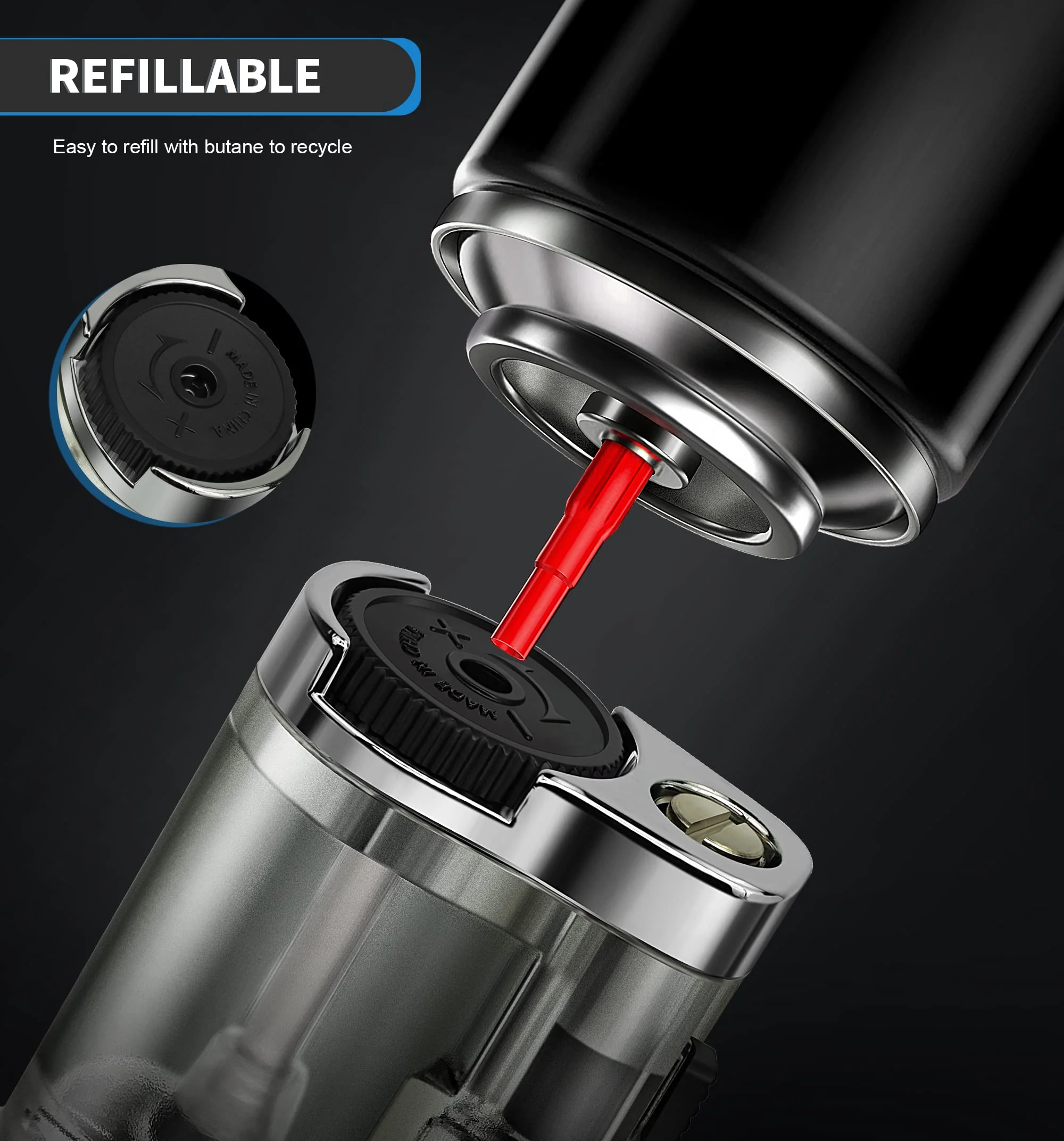 SAMNIU Pack of 2 Torch Lighter, Triple Jet Flames, Visible Gas Tank, Windproof Butane Refill Pocket Lighters for Candle, Men’s Gift (Gas not Included) - Image 3