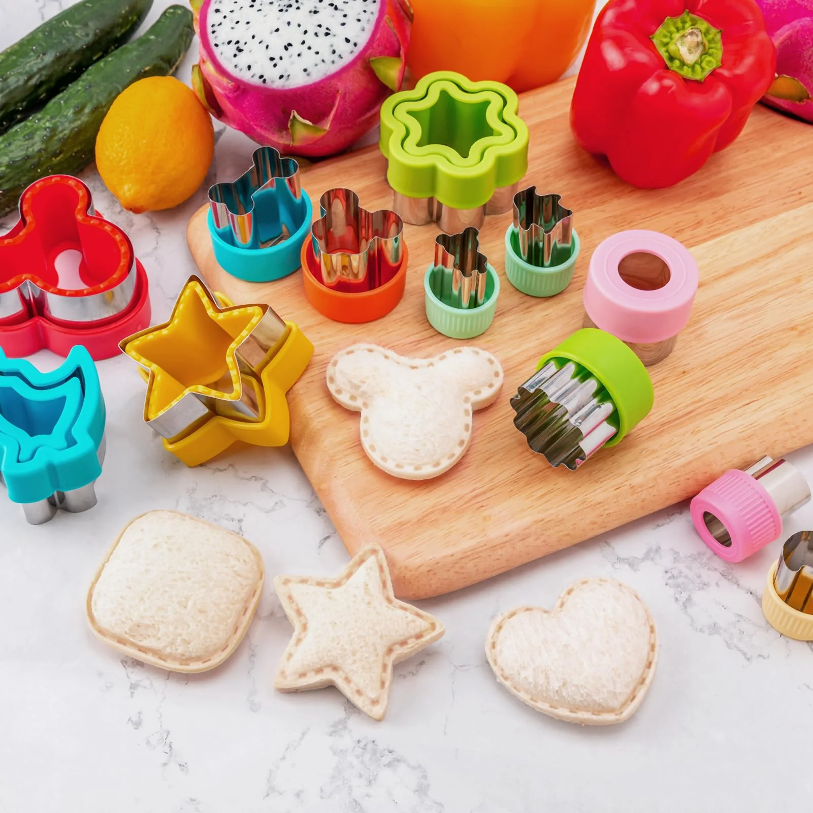 Sandwich Cutter for Kids Lunch 48 Pcs (LARGE), Nifogo Sandwich Maker, Cookie Cutters and Sealer Set, Bread Decruster, Dinosaur Mickey Heart Shape for Boys Girls - Image 8