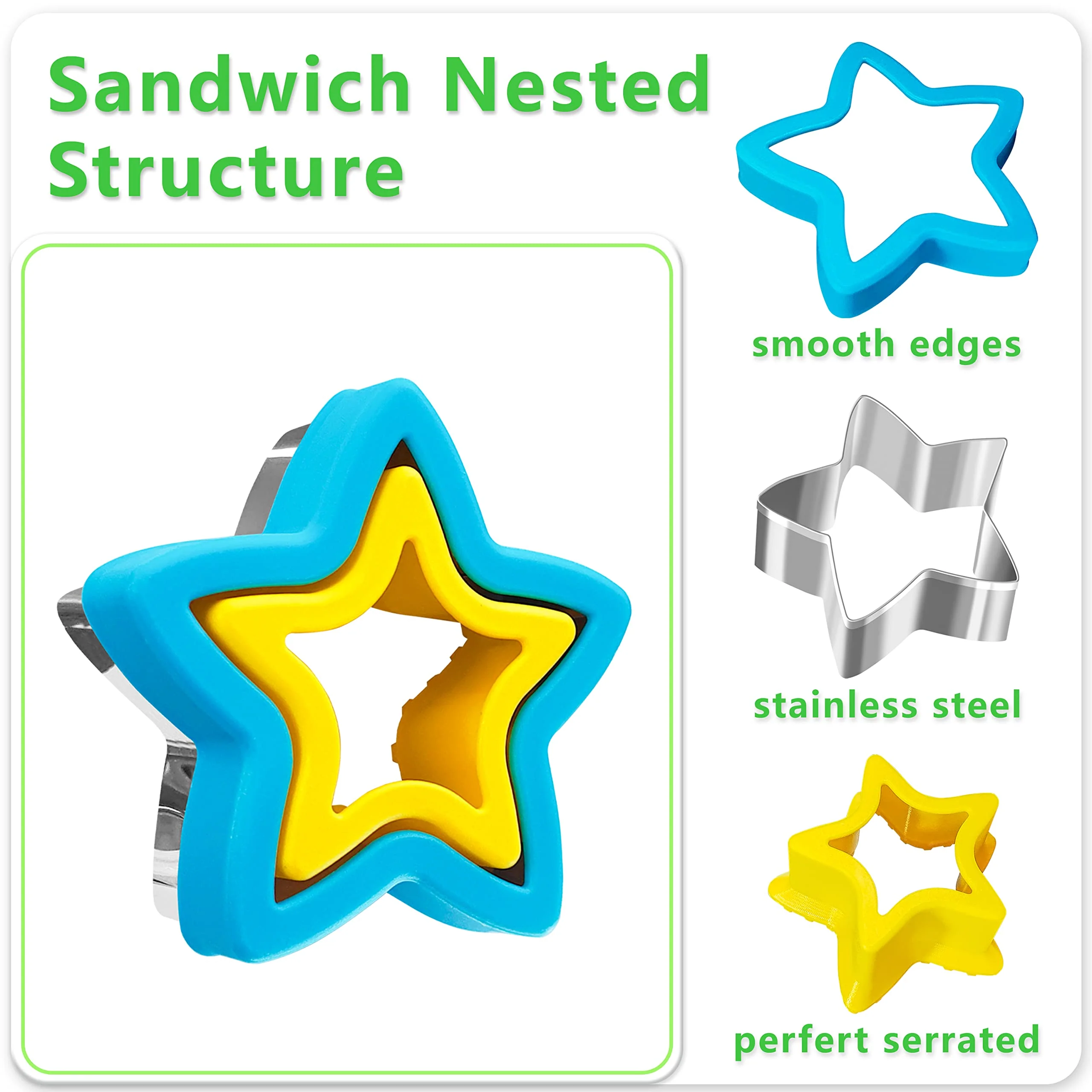 Sandwich Cutters for Kids Lunch,Sandwich Cutter and Sealer,Sandwich Cutter Set,Kids Lunch Accessories-Vegetable Fruit Cutter Set,Micky Mouse,Dinosaur,Star,Gingerbread Man Shapes (38PCS) - Image 3
