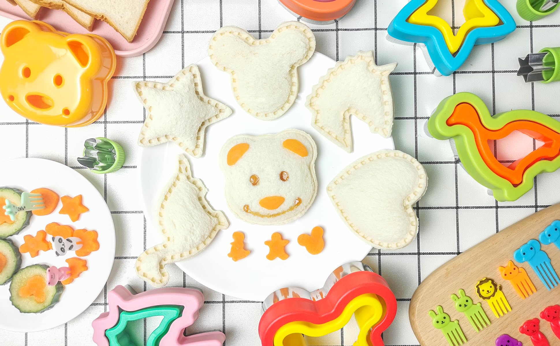 Sandwich Cutters for Kids Lunch,Sandwich Cutter and Sealer,Sandwich Cutter Set,Kids Lunch Accessories-Vegetable Fruit Cutter Set,Micky Mouse,Dinosaur,Star,Gingerbread Man Shapes (38PCS) - Image 6