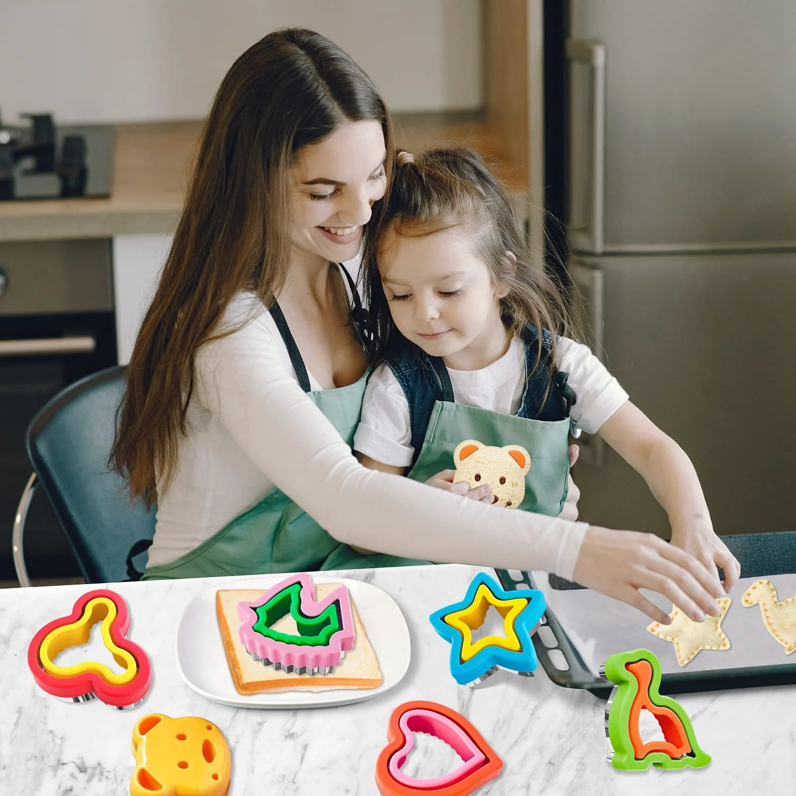 Sandwich Cutters for Kids Lunch,Sandwich Cutter and Sealer,Sandwich Cutter Set,Kids Lunch Accessories-Vegetable Fruit Cutter Set,Micky Mouse,Dinosaur,Star,Gingerbread Man Shapes (38PCS) - Image 7