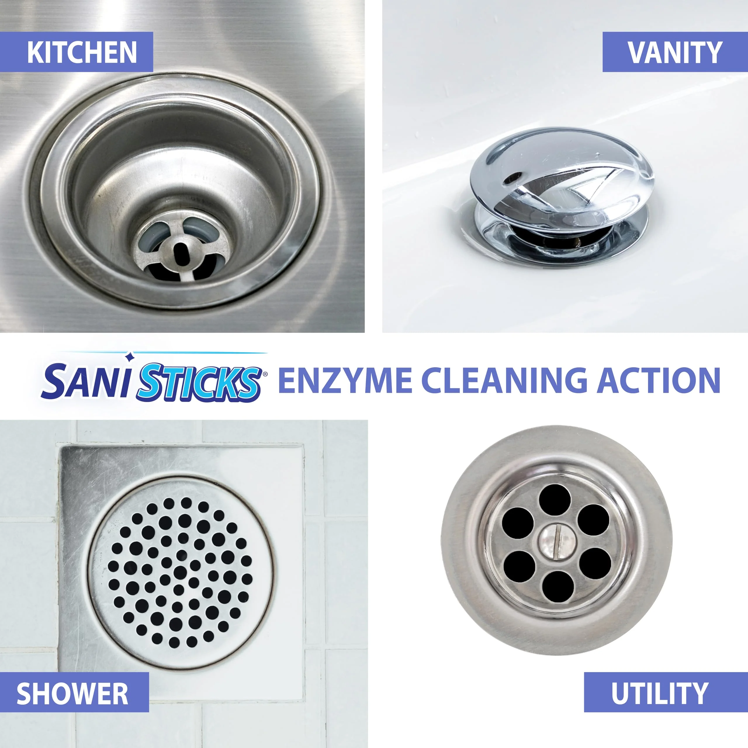 SANI 360° Sani Sticks Drain Cleaner and Deodorizer, 48 Count, Unscented Enzyme Pipe Cleaners, Eliminate Odors, Prevent Clogged Drains, Safe for Sinks, Bathtub Drains, Septic Tanks - Image 3