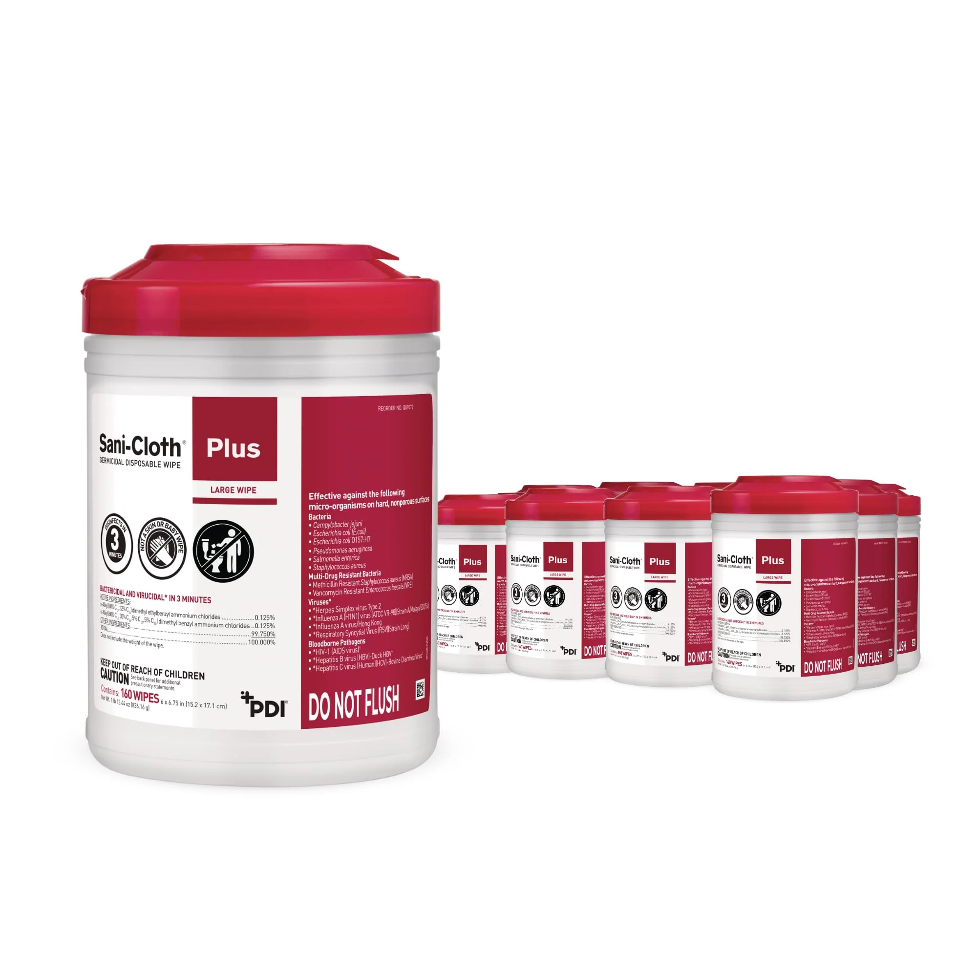 Sani-Cloth Plus Hard Surface Disinfectant Wipe, 160 Count, Q89072 - Case of 12 = 1920 Wipes