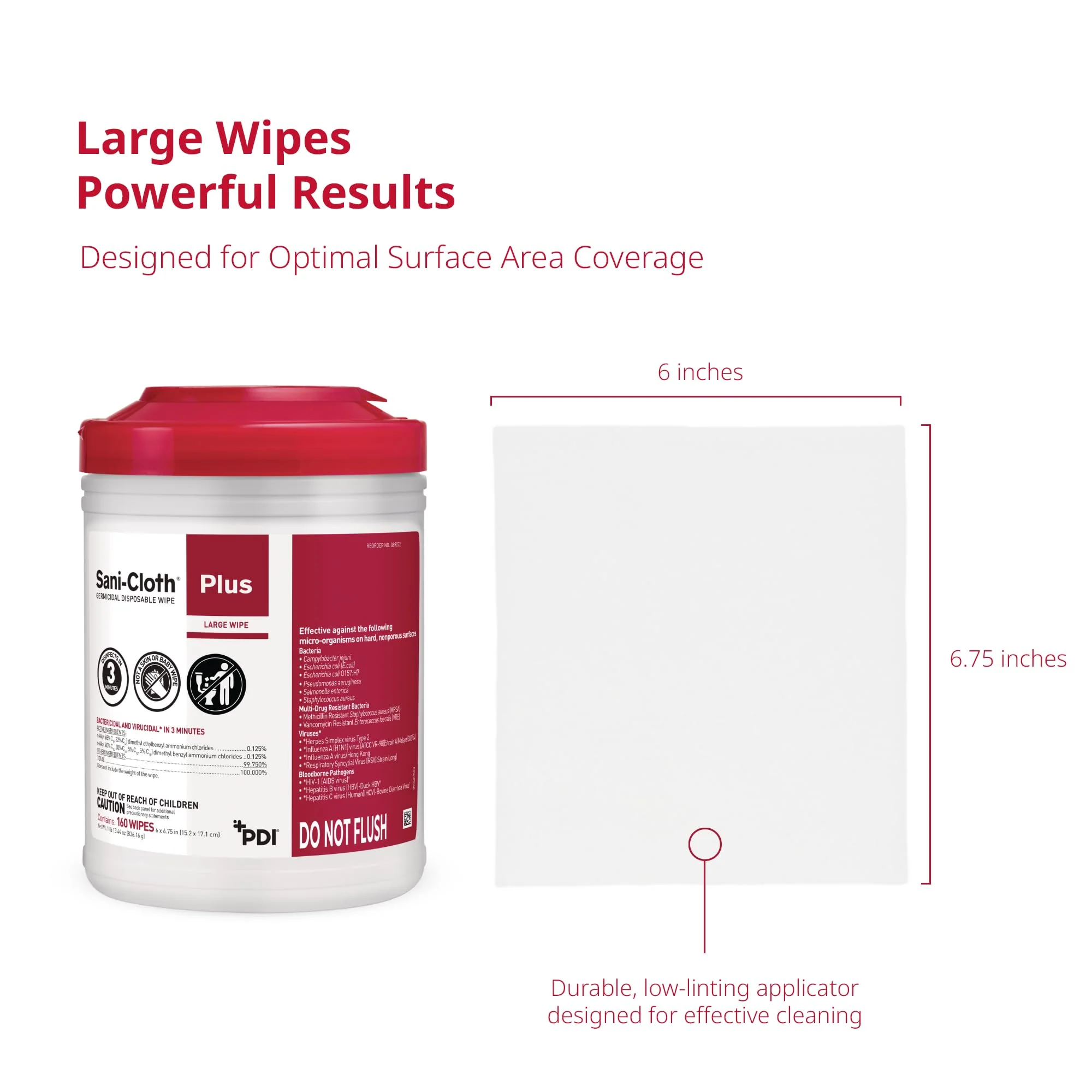 Sani-Cloth Plus Hard Surface Disinfectant Wipe, 160 Count, Q89072 - Case of 12 = 1920 Wipes - Image 6