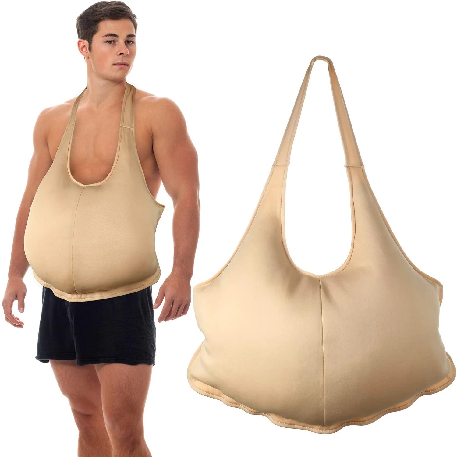 SATINIOR Santa Claus Suit Men's Unisex Padded Belly Stuffer Santa Belly Costume for Christmas Halloween Cosplay (Beige,19 x 14 Inches)