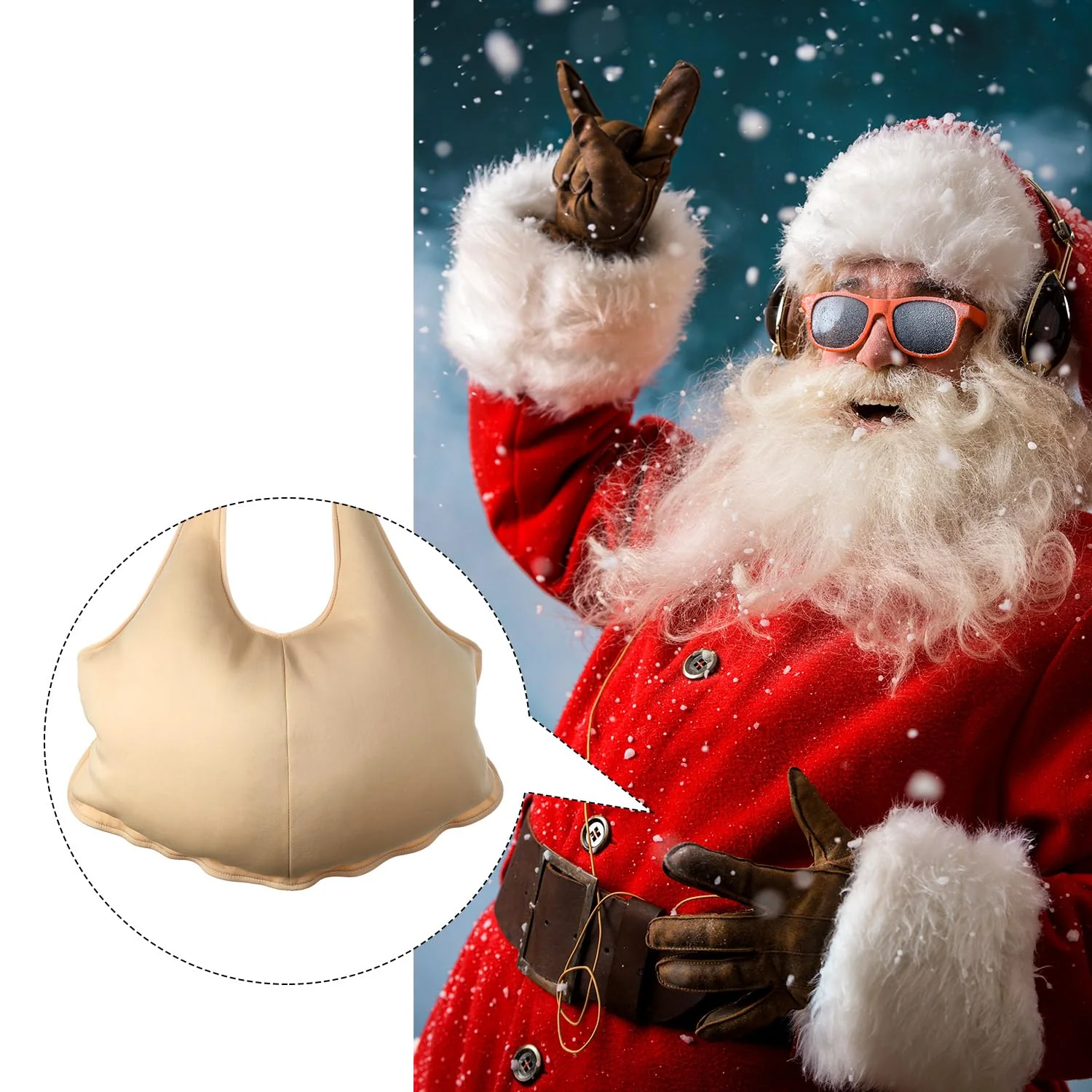 SATINIOR Santa Claus Suit Men's Unisex Padded Belly Stuffer Santa Belly Costume for Christmas Halloween Cosplay (Beige,19 x 14 Inches) - Image 2