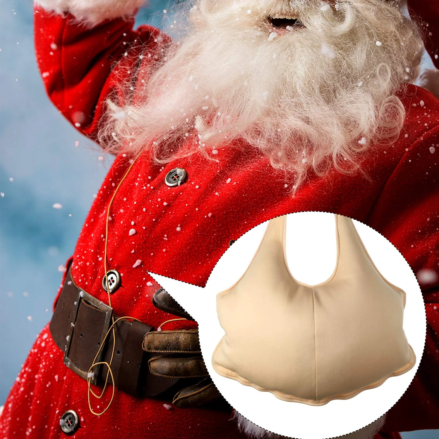 SATINIOR Santa Claus Suit Men's Unisex Padded Belly Stuffer Santa Belly Costume for Christmas Halloween Cosplay (Beige,19 x 14 Inches) - Image 3