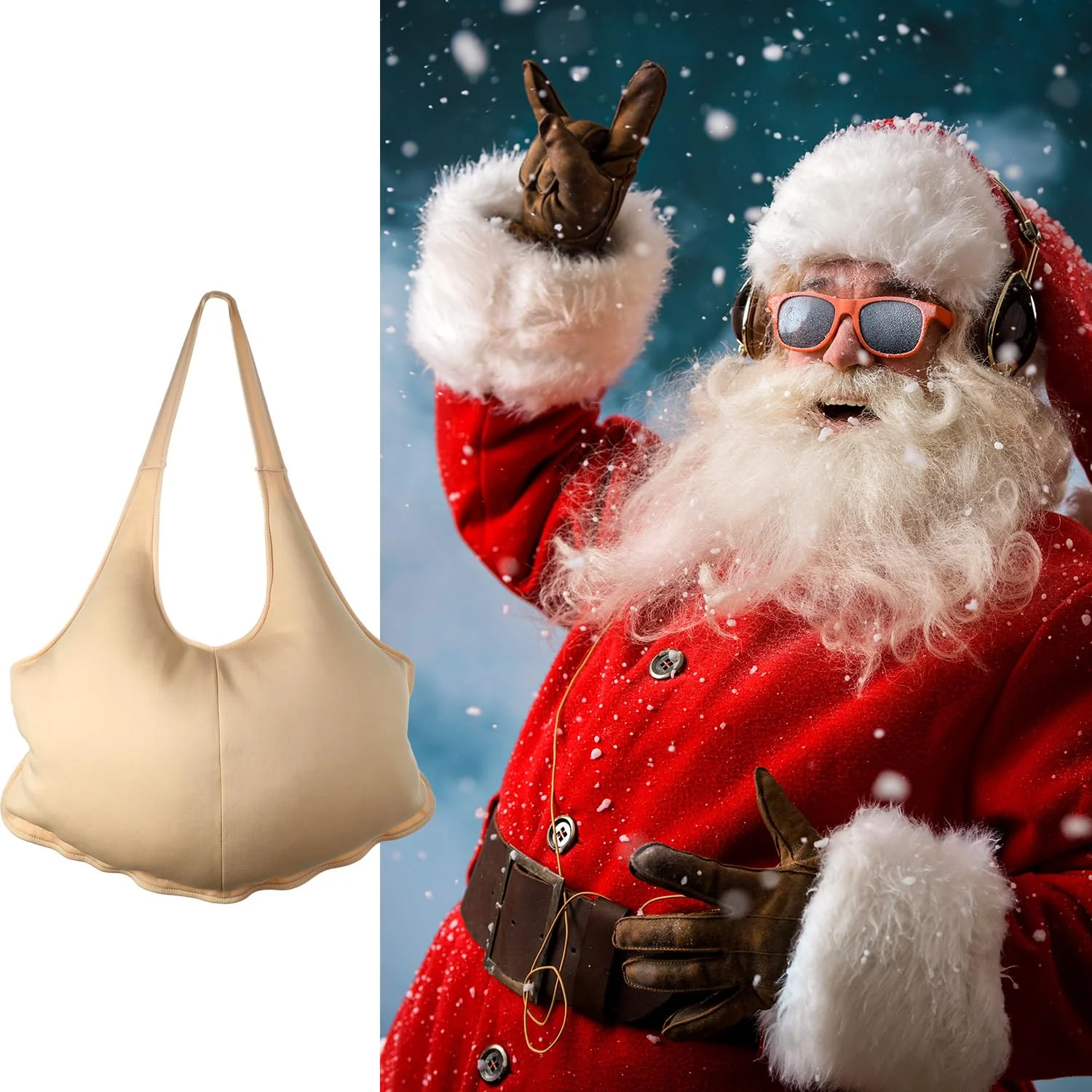 SATINIOR Santa Claus Suit Men's Unisex Padded Belly Stuffer Santa Belly Costume for Christmas Halloween Cosplay (Beige,19 x 14 Inches) - Image 4