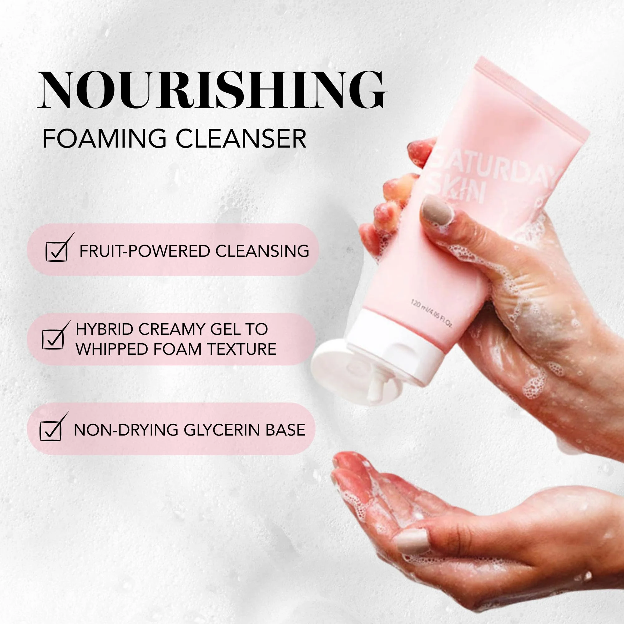 Saturday Skin Hydrating Foam Cleanser – Anti Aging Face Wash with Apple Extract, Moisturizing Face Wash, All Natural Foaming Facial Cleanser, Korean Face Wash for Women & Sensitive Dry Skin - Image 6