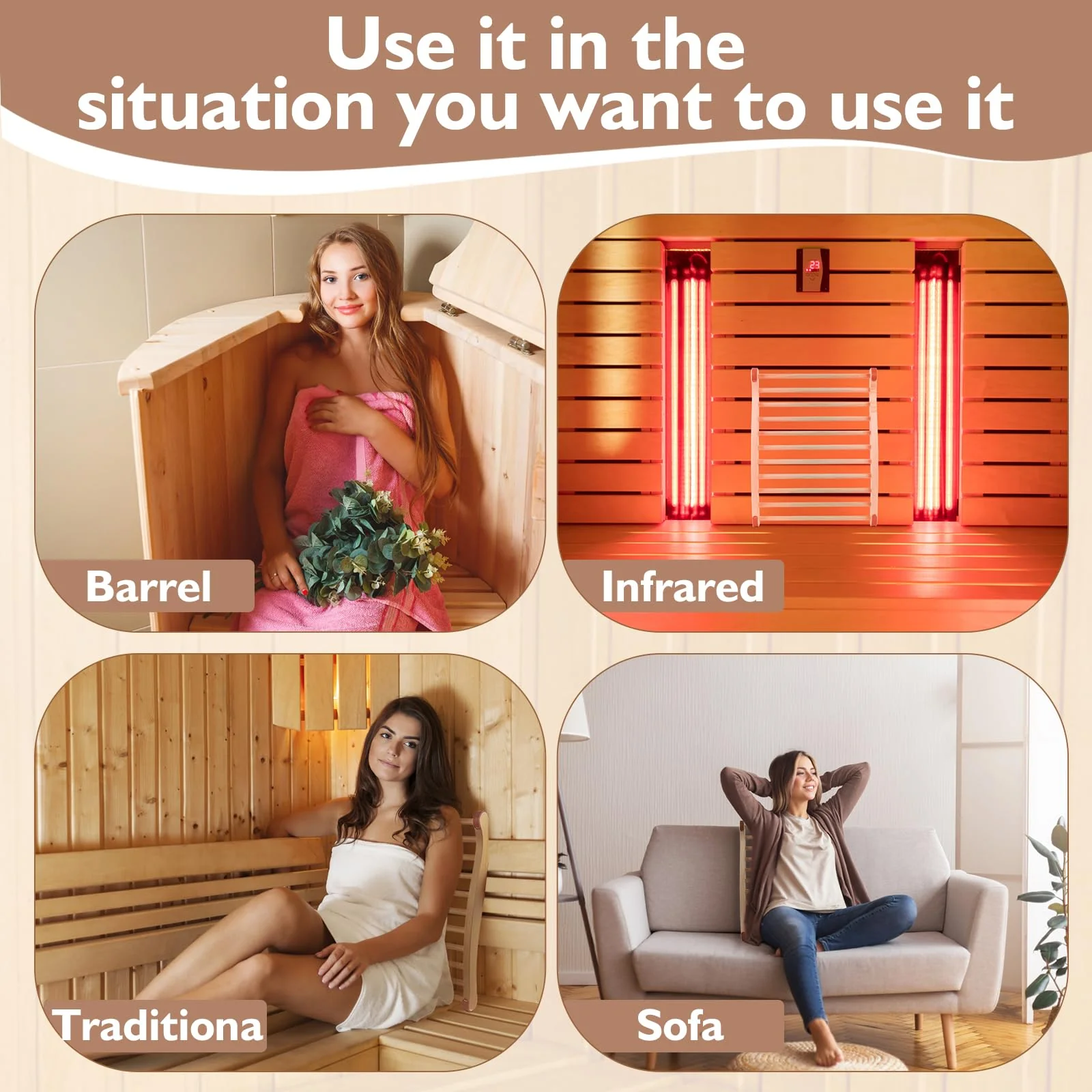 Sauna Backrest Sauna Accessories Wooden Slip-Resistant Non-Toxic Comfortable S-Shape Design Sauna Chair with Back, Sauna Accessories for Any Barrel or Infrared Sauna - Image 2