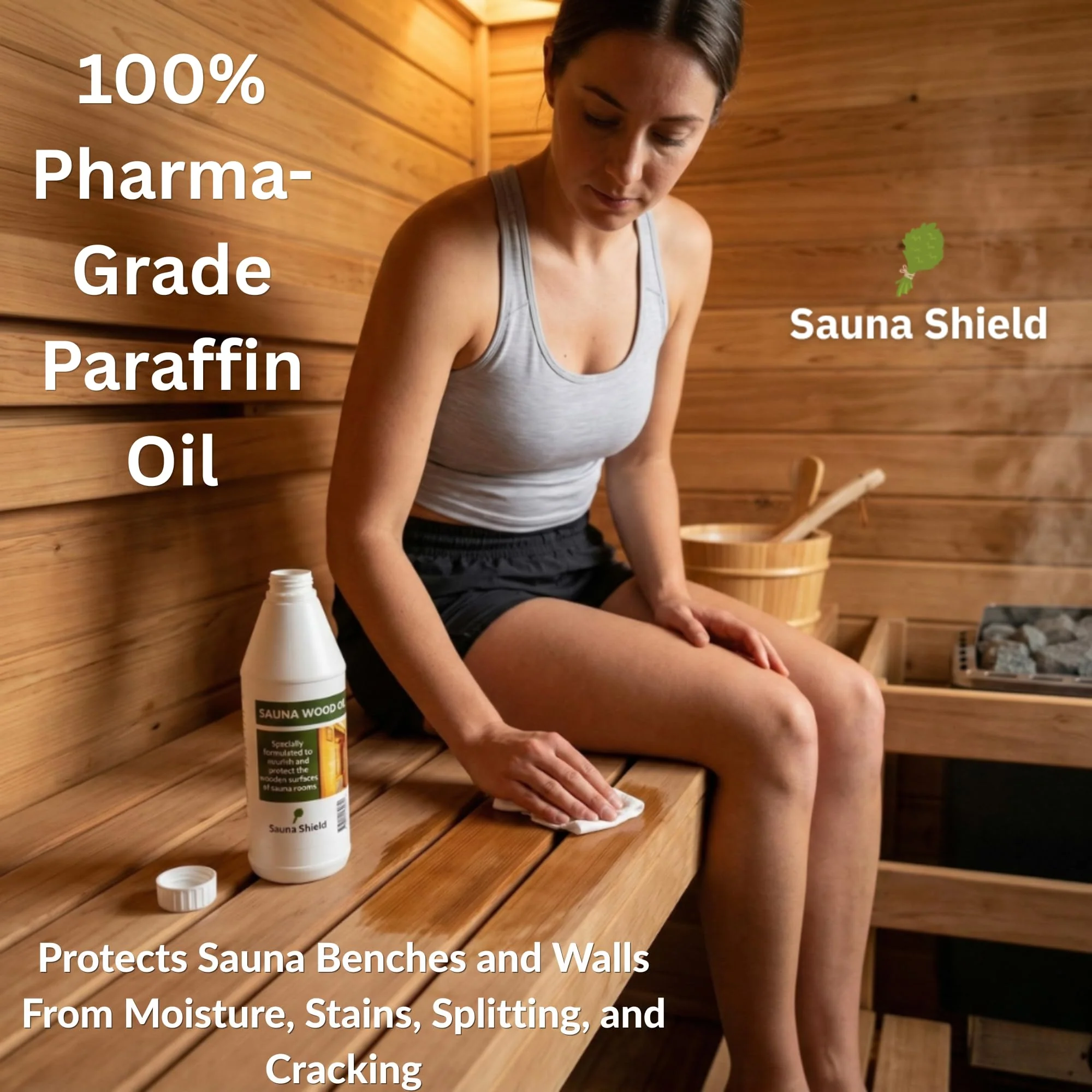 Sauna Shield Sauna Care Set – Sauna Wood Oil & Sauna Cleaner (33.8 fl oz each) with Applicator Sponge & Gloves | Protects, Cleans & Nourishes Sauna Wood | For Traditional & Infrared Saunas - Image 7