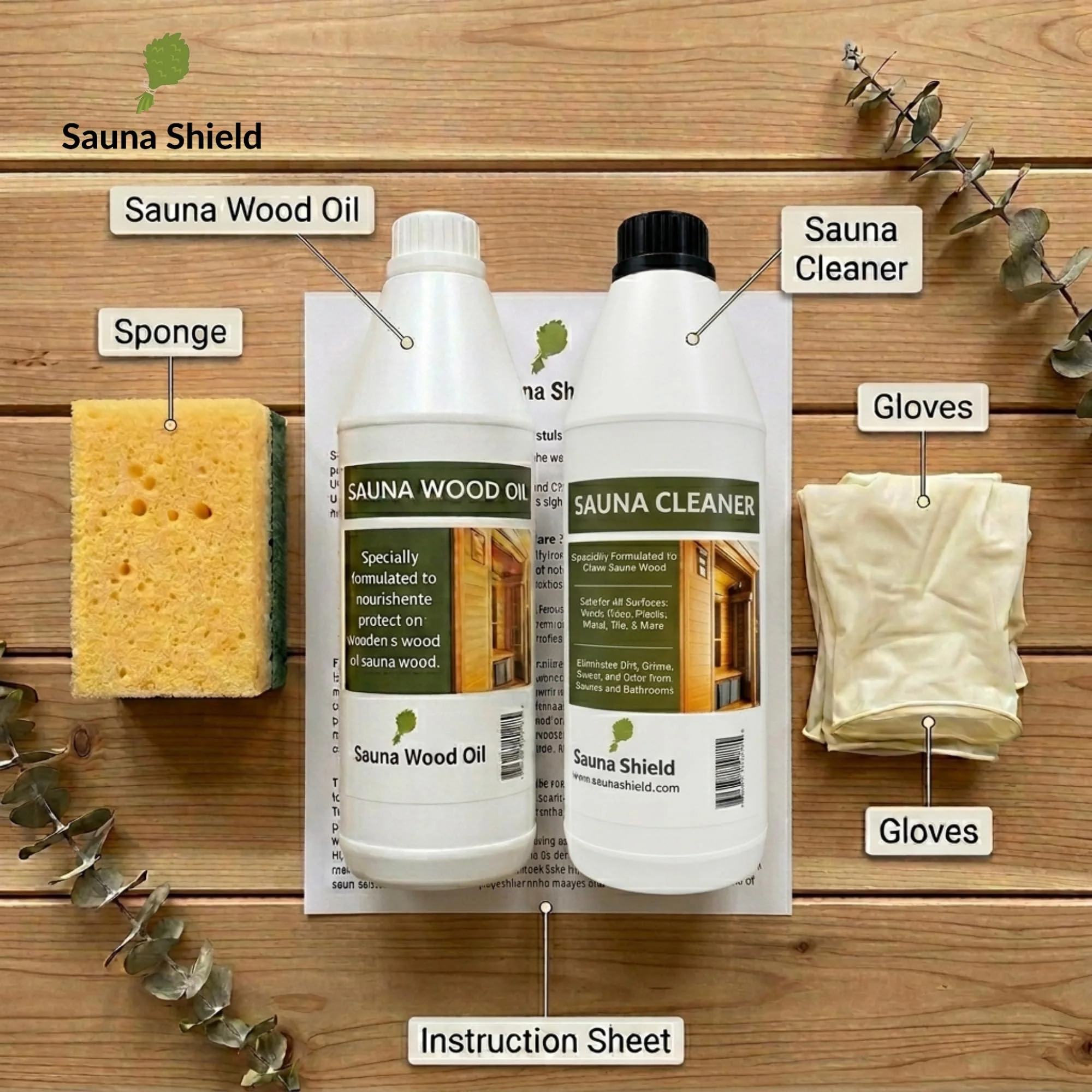 Sauna Shield Sauna Care Set – Sauna Wood Oil & Sauna Cleaner (33.8 fl oz each) with Applicator Sponge & Gloves | Protects, Cleans & Nourishes Sauna Wood | For Traditional & Infrared Saunas - Image 9