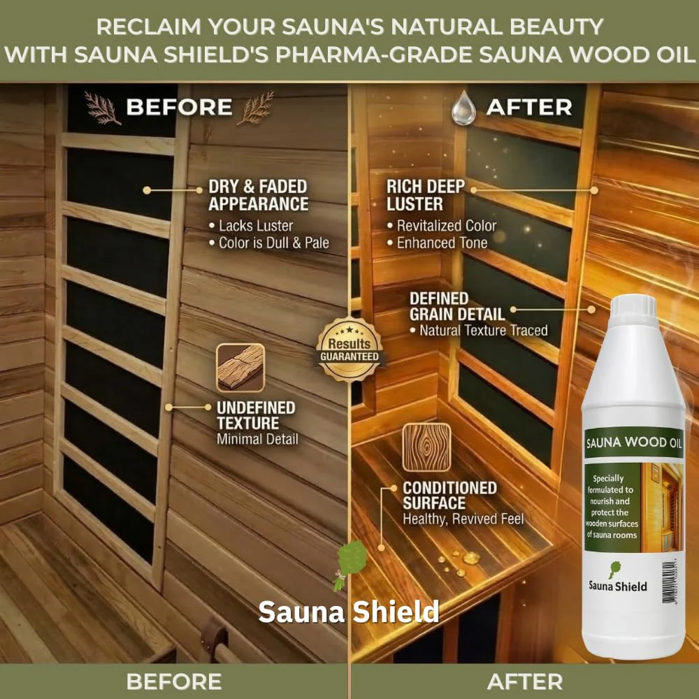 Sauna Shield Sauna Wood Oil - 1 Liter (33.8 fl oz) - 100% Pharma-Grade Paraffin Oil | Protects & Nourishes Sauna Wood | Solvent-Free, Unscented, Covers 150+ Sq Ft | for Traditional & Infrared Saunas - Image 7