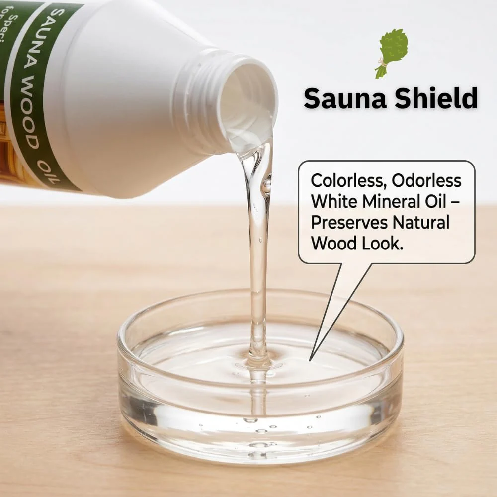 Sauna Shield Sauna Wood Oil - 1 Liter (33.8 fl oz) - 100% Pharma-Grade Paraffin Oil | Protects & Nourishes Sauna Wood | Solvent-Free, Unscented, Covers 150+ Sq Ft | for Traditional & Infrared Saunas - Image 9