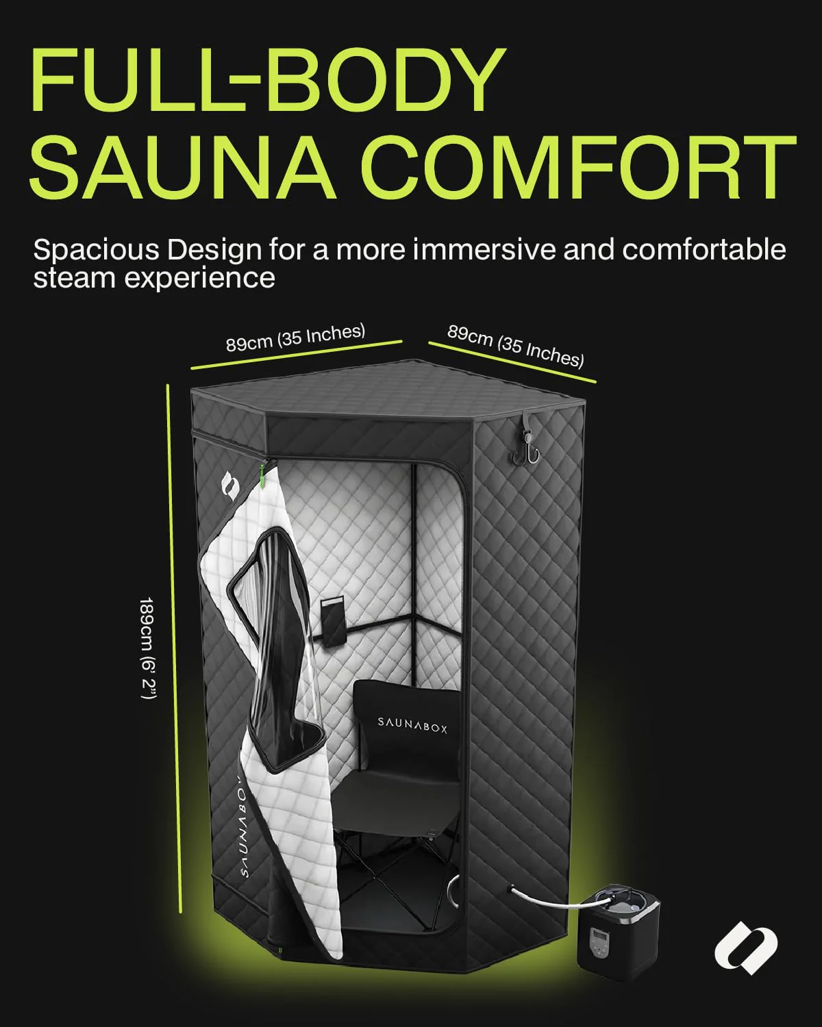 SAUNABOX® SmartSteam Kit Pro | Personal Steam Sauna for Home Use | Portable Sauna Tent with Chair, Mat & Case | Full-Body Steam Therapy for Relaxation, Detox & Recovery - Image 4