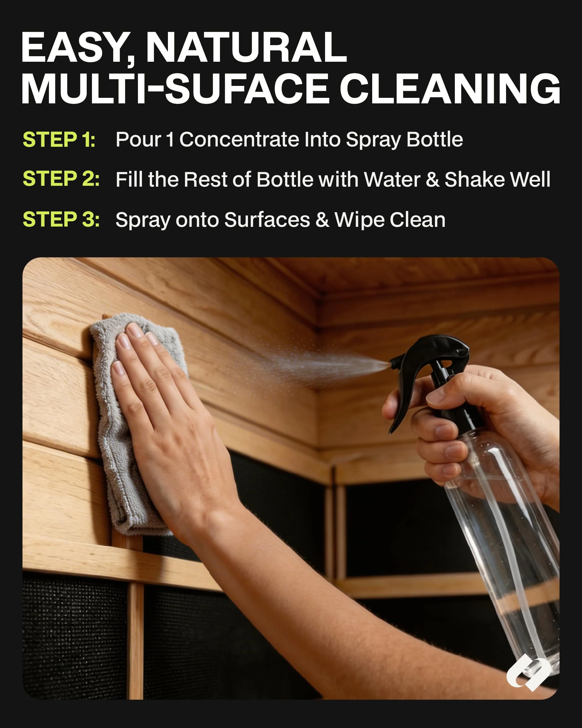 SAUNABOX All-Natural Sauna Cleaning Kit | Eco-Friendly Eucalyptus Multi-Surface Cleaner Concentrate – Chemical-Free & Biodegradable | Safe for Sauna Tents, Benches & Mats (2x1 FL.OZ./30mL) - Image 8