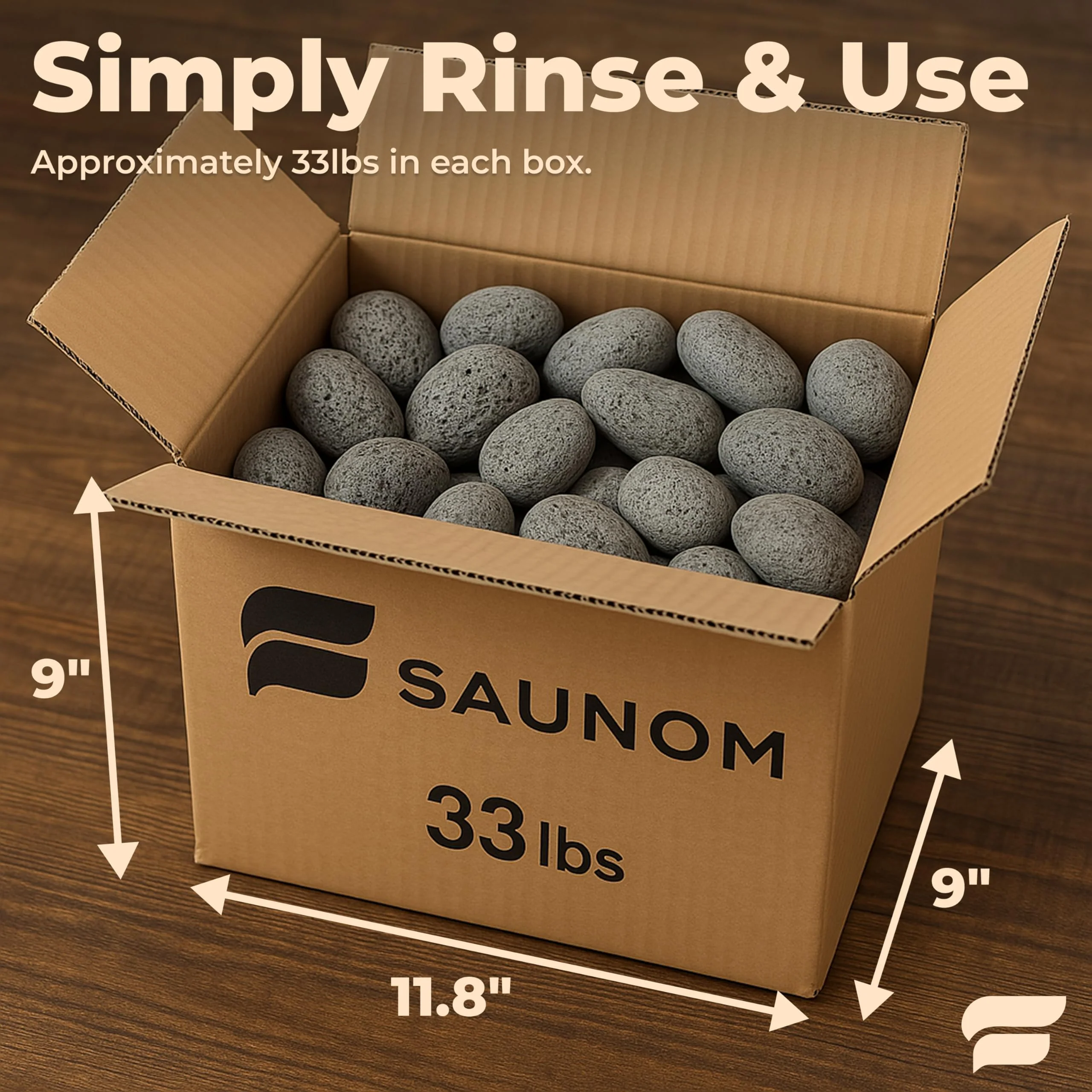 SAUNOM Premium Sauna Rocks for Electric and Wood Burning Sauna Heaters — 33lbs A+ Grade Natural Vulcanite — Crack Resistant & Superior Heat Retention Sauna Stones — Fast Heating & Long Lasting Steam - Image 5