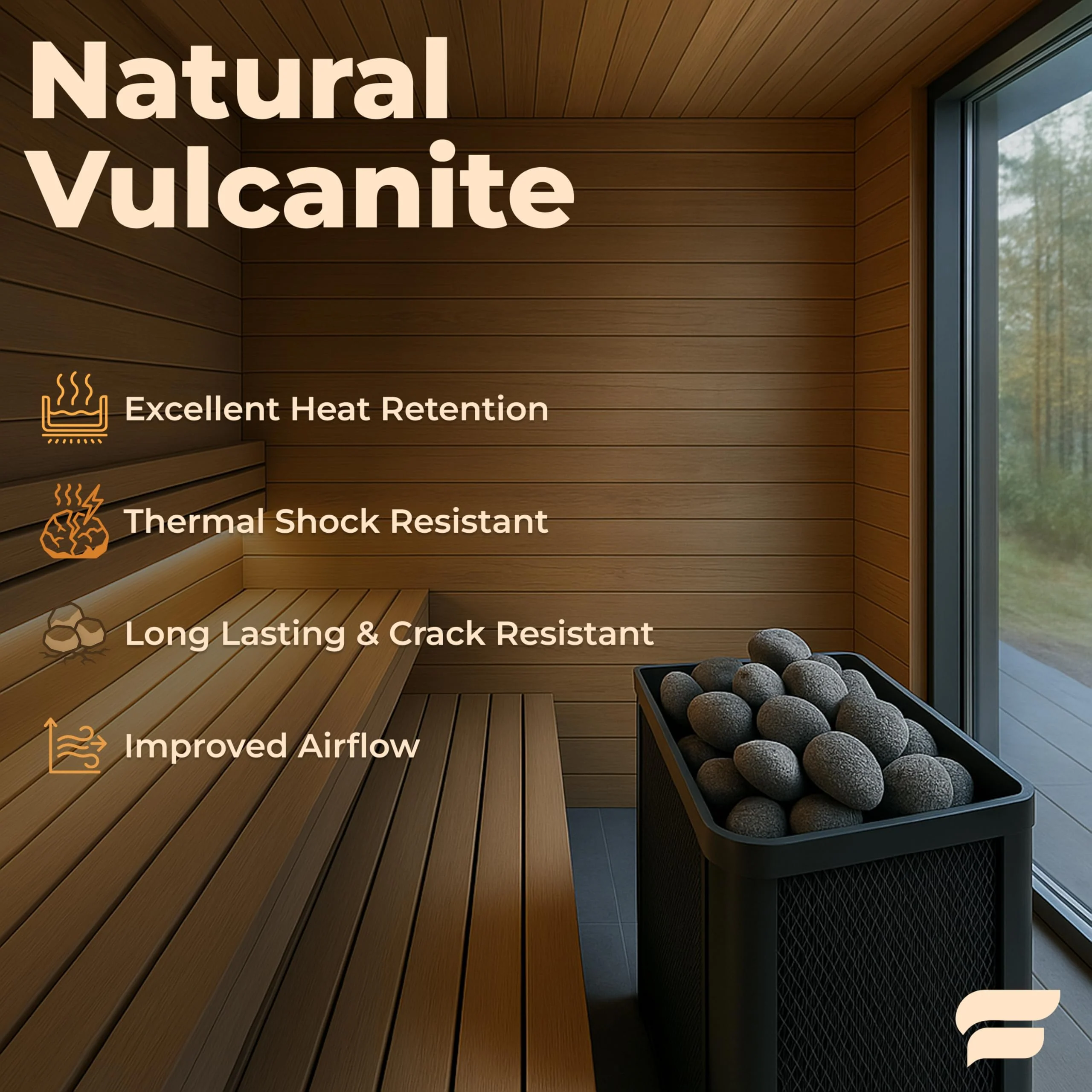 SAUNOM Premium Sauna Rocks for Electric and Wood Burning Sauna Heaters — 33lbs A+ Grade Natural Vulcanite — Crack Resistant & Superior Heat Retention Sauna Stones — Fast Heating & Long Lasting Steam - Image 7