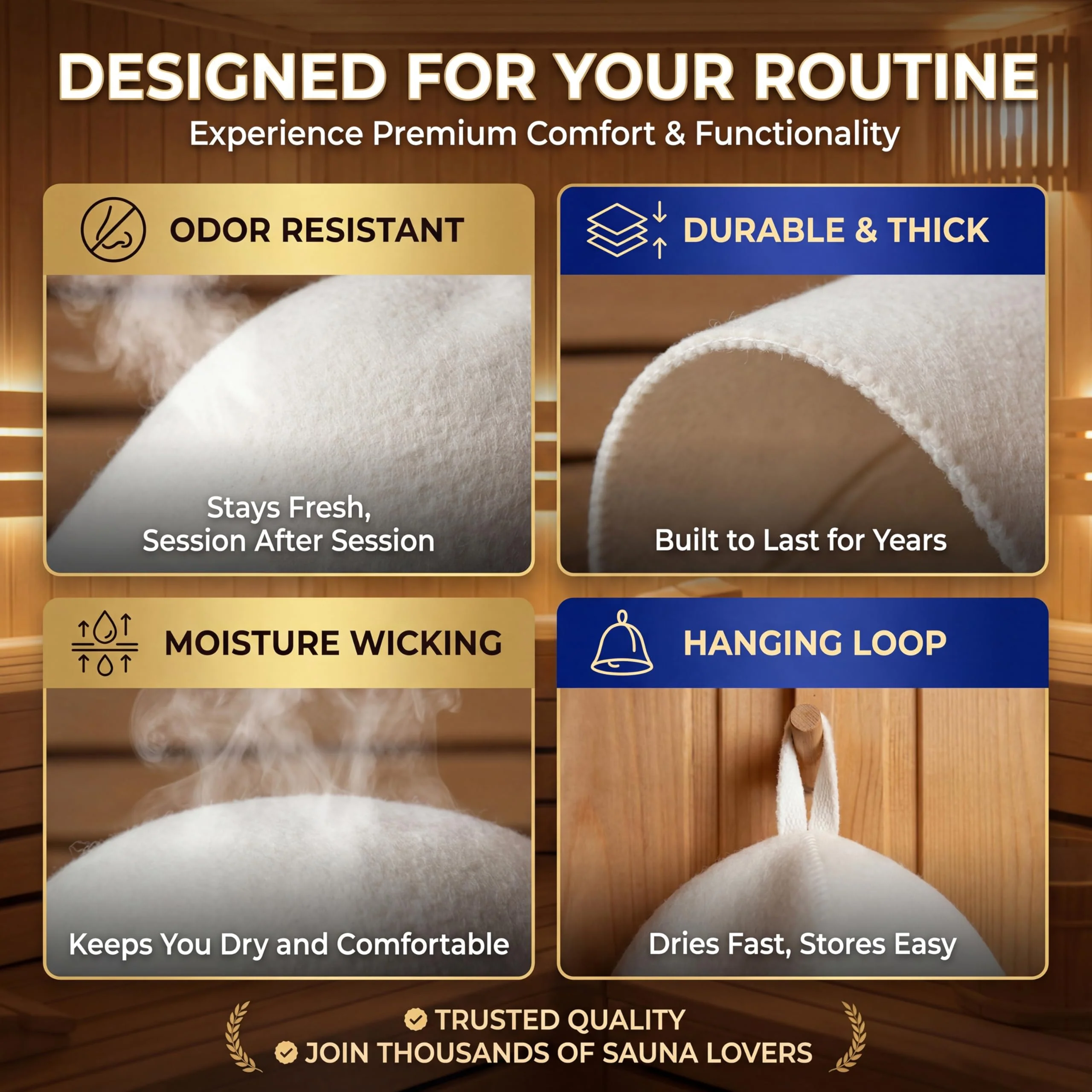 SAUNOM Premium Ultra Soft Sauna Hat for Women and Men — 100% Merino Wool — Ultra Soft, Breathable, Itch-Free and Odor Resistant Sauna Cap — Ideal Banya Hat - Image 5