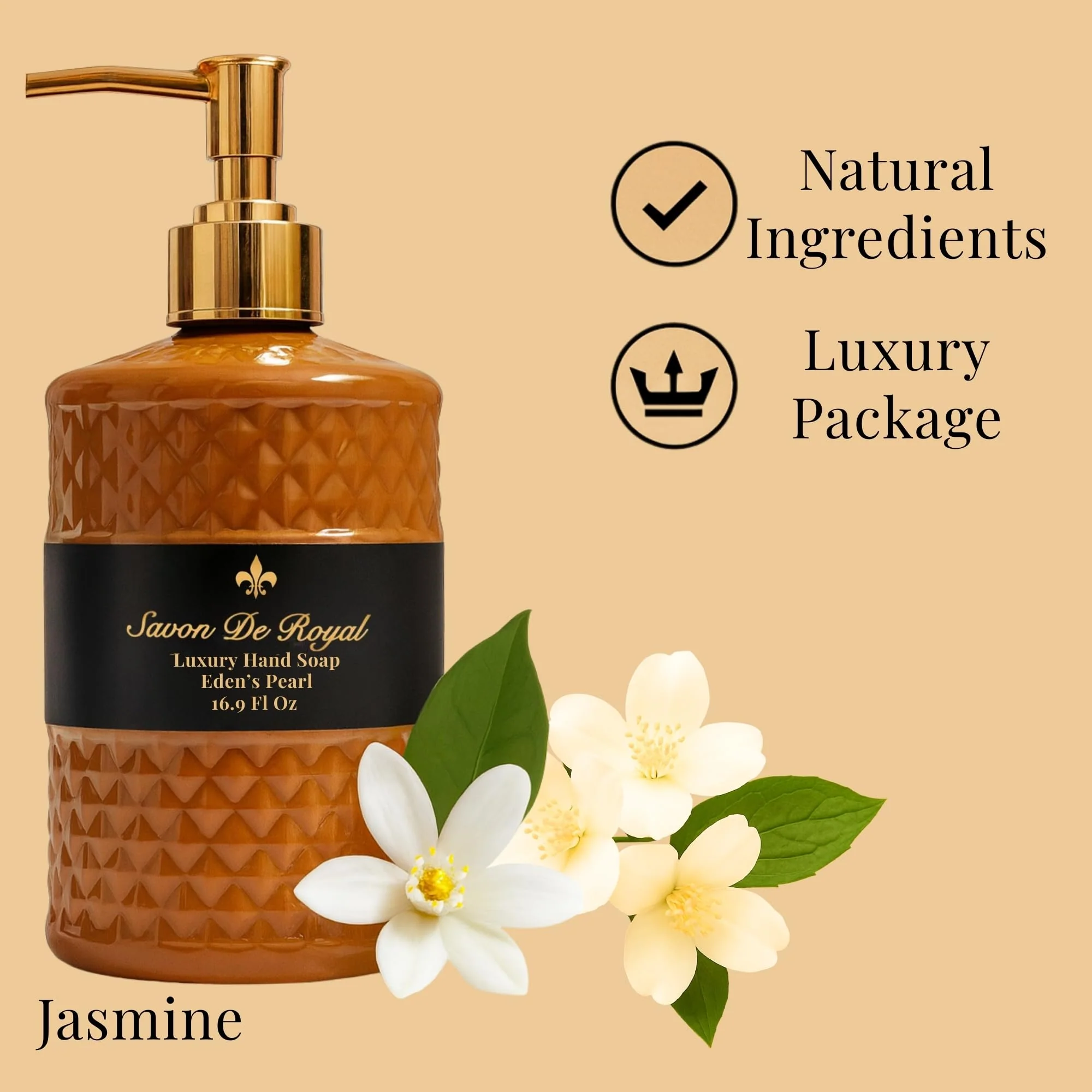 Savon De Royal Luxury Pack of 3 Liquid Hand Soap, Jasmine/Musk Vanilla/Vanilla Orange Bathroom Soap Hand Wash Refillable Bottle Gift 50.7 Fl Oz - Image 6
