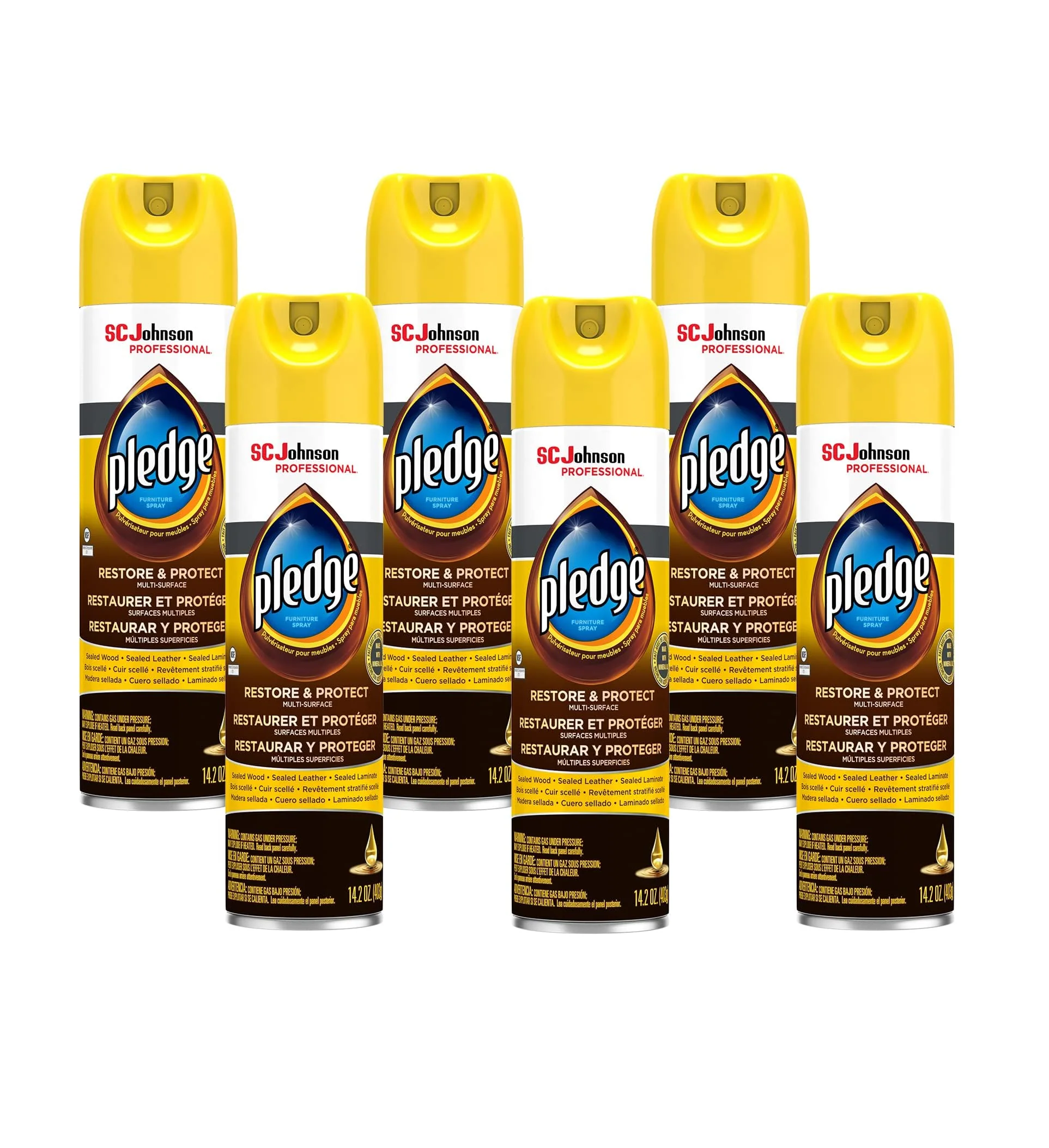 SC Johnson Professional, Pledge Revive It, Moisturizes and Revitalizes Surfaces, Aerosol, 14.2 Oz (Pack Of 6)