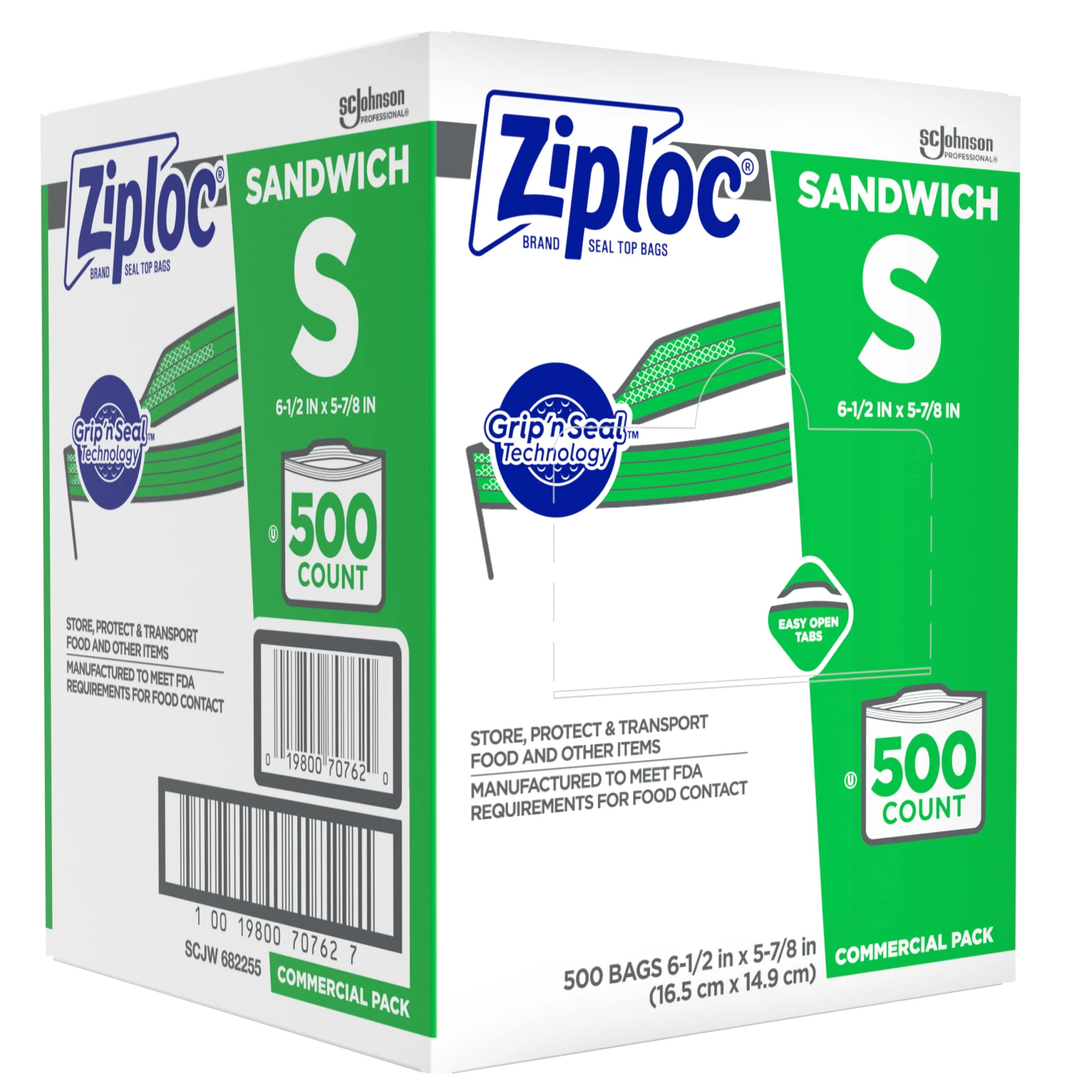 SC Johnson Professional Ziploc Brand Sandwich Bags, Food Storage Ziploc Brand Bags, Easy Open Tabs, Commercial Pack, 500 Count Box, for Professional Use Only - Image 2