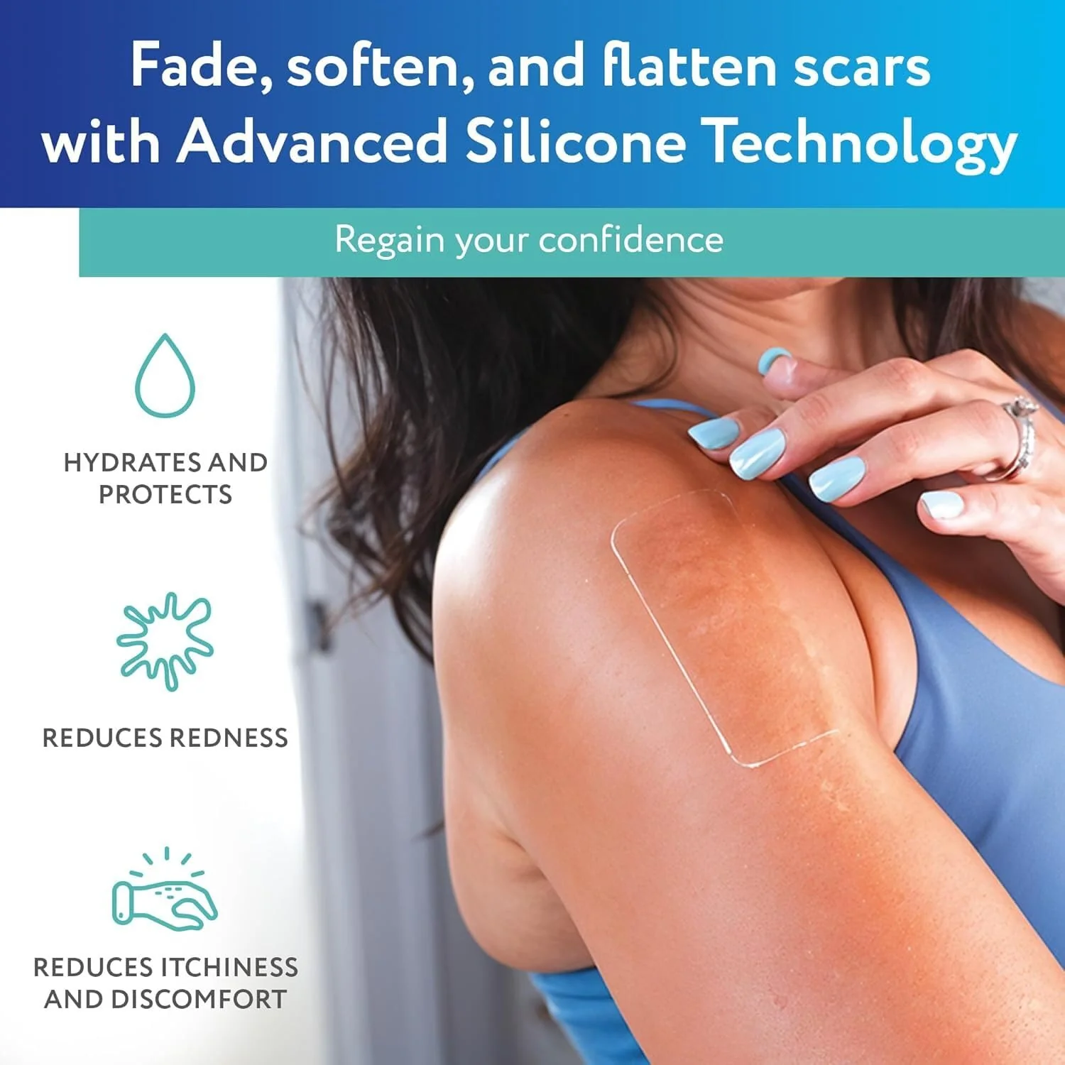 ScarAway Advanced Clear Silicone Scar Sheets, Medical Grade Silicone Strips (1.5" x 3") Scar Treatment and Prevention for Surgical, Burn, Body, Hypertrophic & Keloid Scar Treatment, 6 Clear Sheets - Image 3