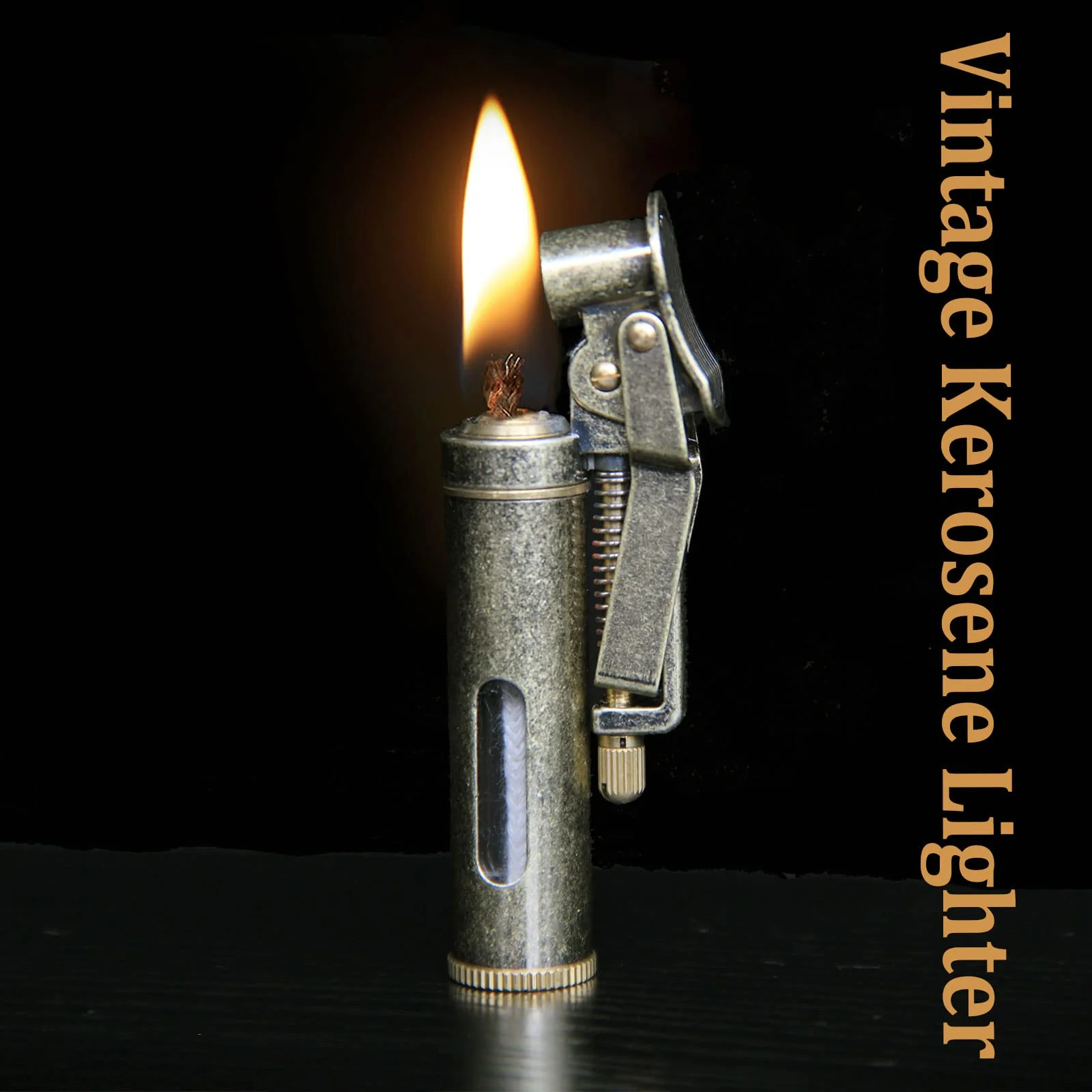 SCGHBK Kerosene Trench Lighter Vintage Metal Portable Refillable Lighter Bronze - Image 3
