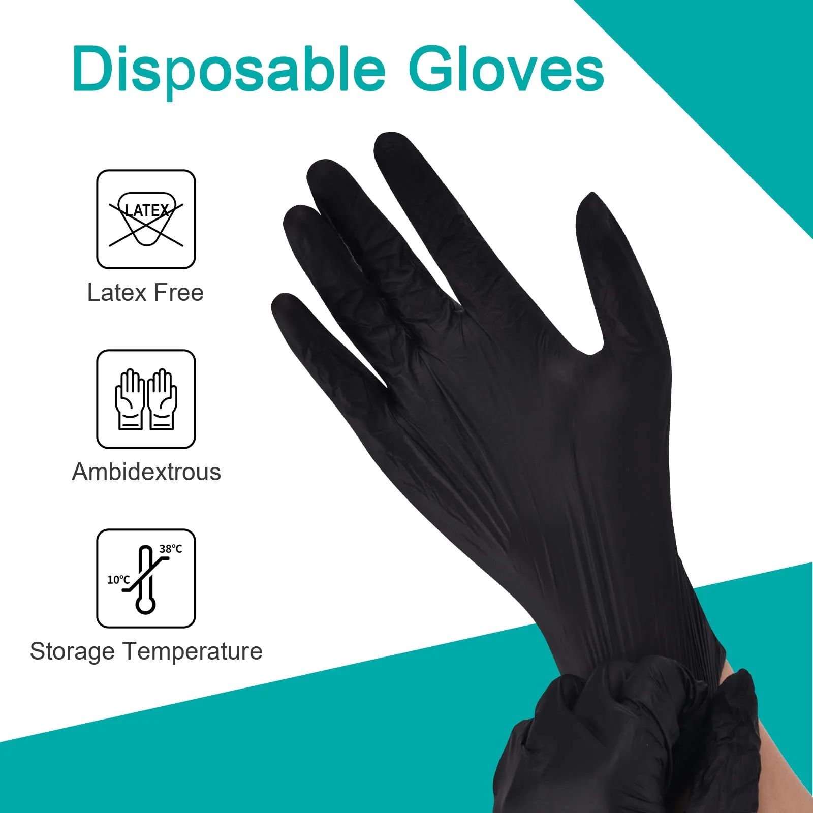 Schneider Black Vinyl Synthetic Exam Gloves, 4 Mil, Disposable Gloves Latex-Free, Plastic for Medical, Cooking, Cleaning, and Food Prep, Surgical Powder-Free, Non-Sterile, 1000-ct Case (Medium) - Image 8