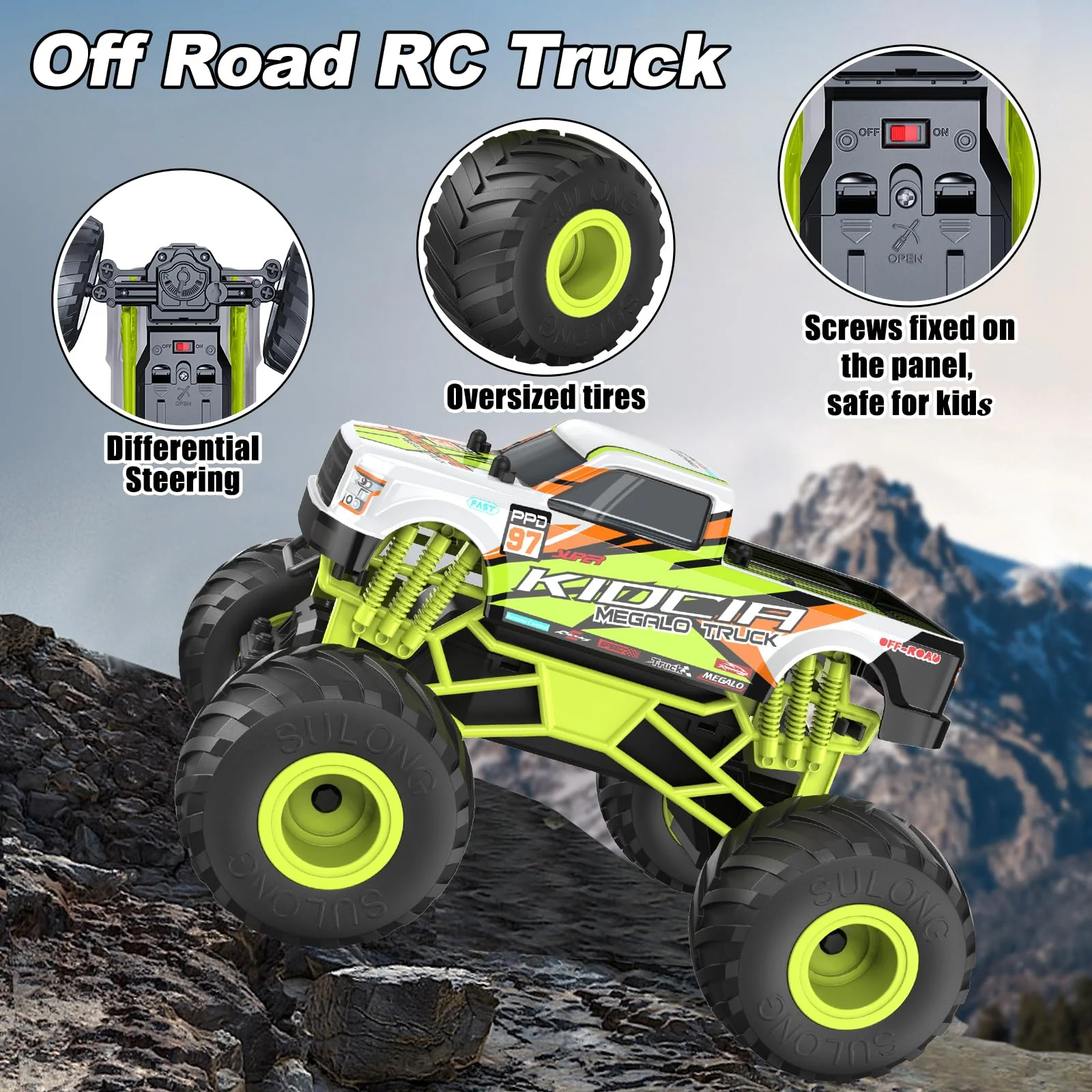 Scientoy Remote Control Car, 20KM/H Monster Truck Toys for Ages 5-7, 1:16 Scale All Terrain RC Cars for Boys & Girls Age 4-7, 2.4Ghz Off Road RC Truck, Christmas Birthday Gift for Kids - Image 8