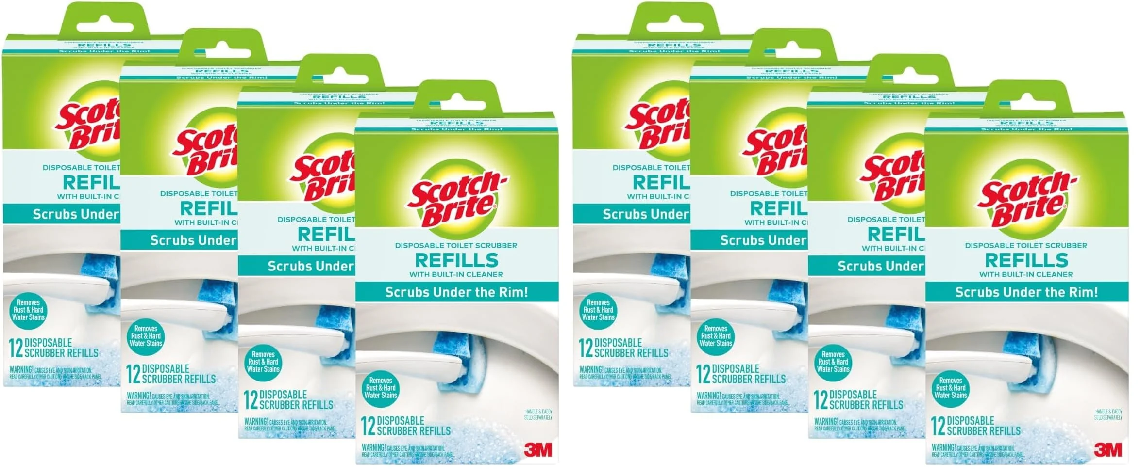 Scotch-Brite Disposable Toilet Scrubber Refills, Removes Rust & Hard Water Stains, 12 Count,(Pack of 8)