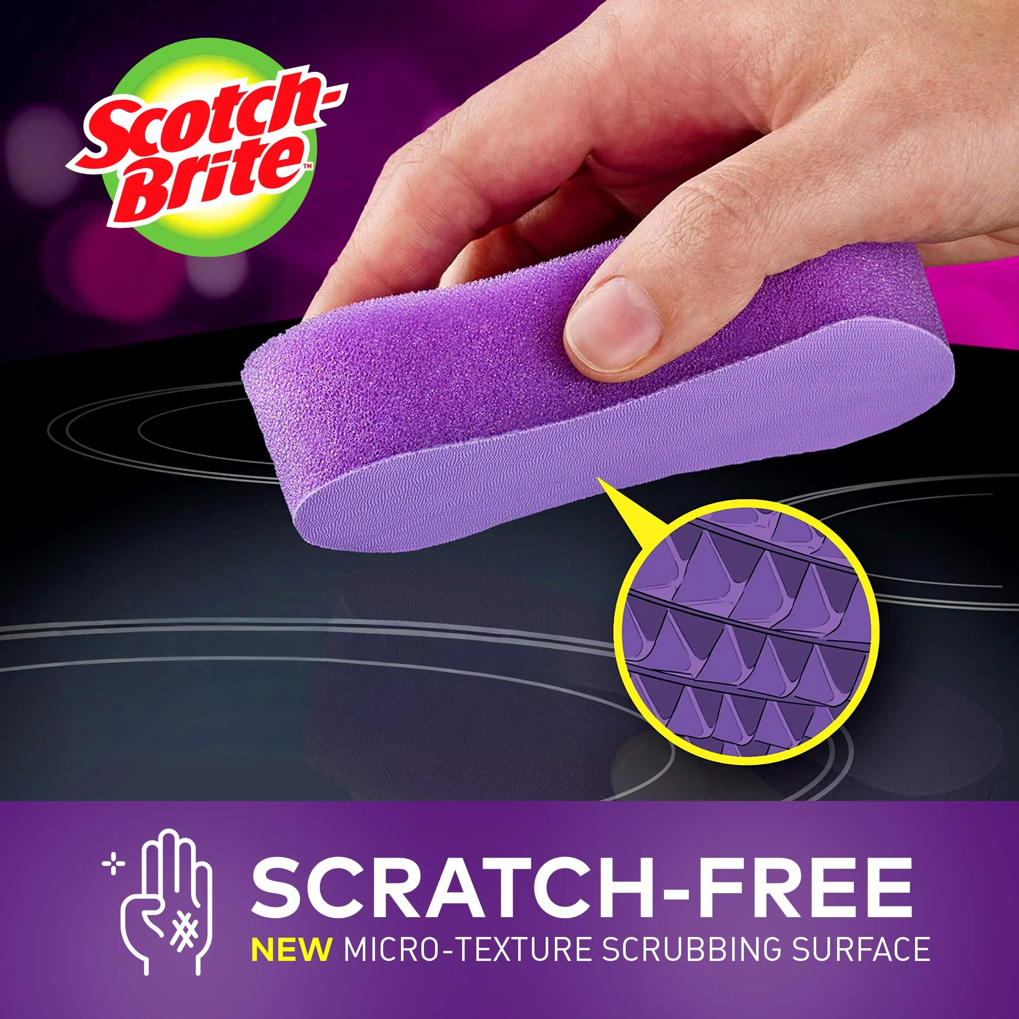 Scotch-Brite Glass Cooktop Pads, Scratch-Free & Non-Abrasive Scrubbers for Glass or Ceramic Stovetops, Cleans Burnt-On Messes with Just Water, Reusable Dishwasher-Safe Design (6 Pads) - Image 4