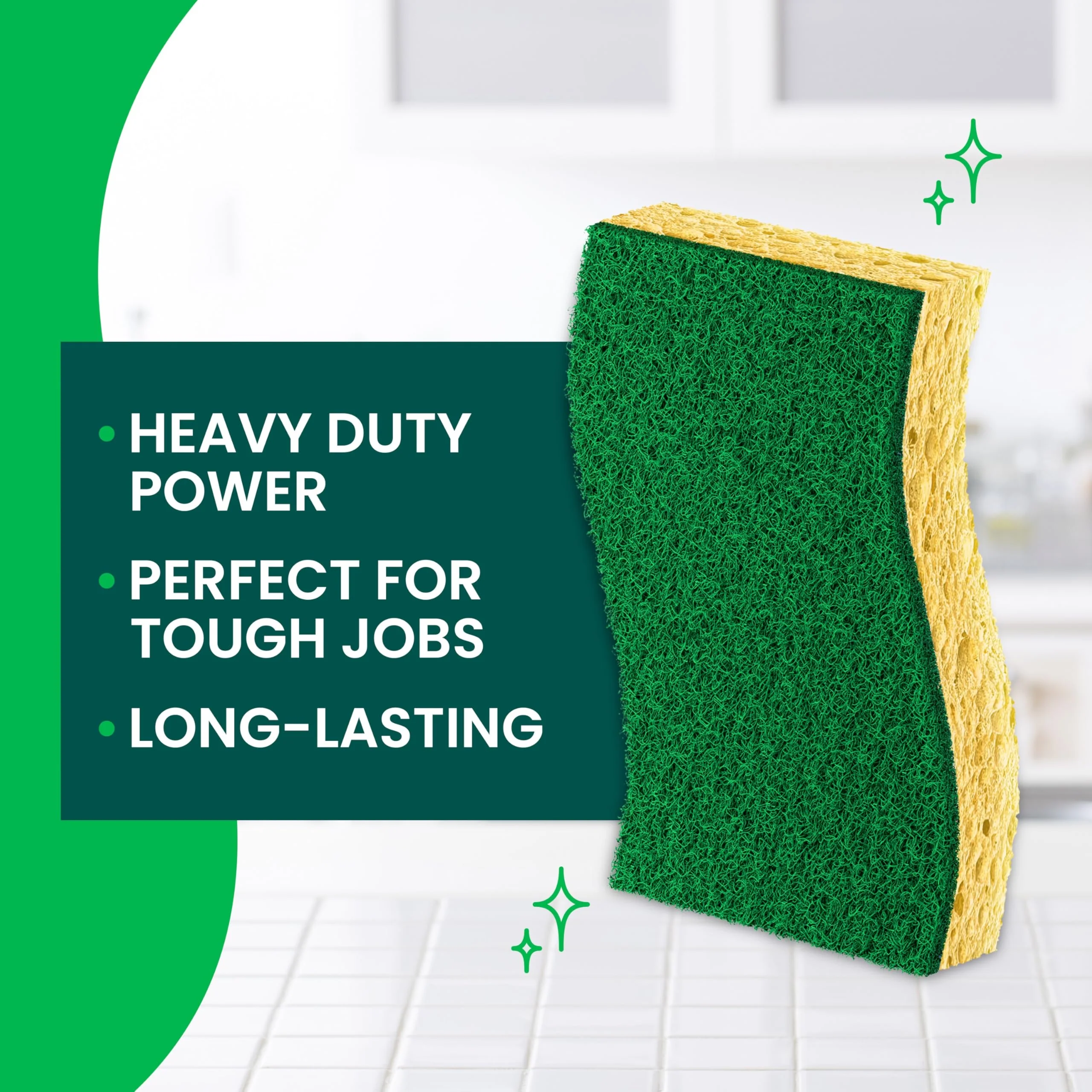 Scotch-Brite Heavy Duty Scrub Sponge, 24 Kitchen Sponges Designed for Tough Messes in the Kitchen that Last 3X Longer*, Best for Cast Iron Skillets and Outdoor Grills, Flexible, Durable, and Strong - Image 11