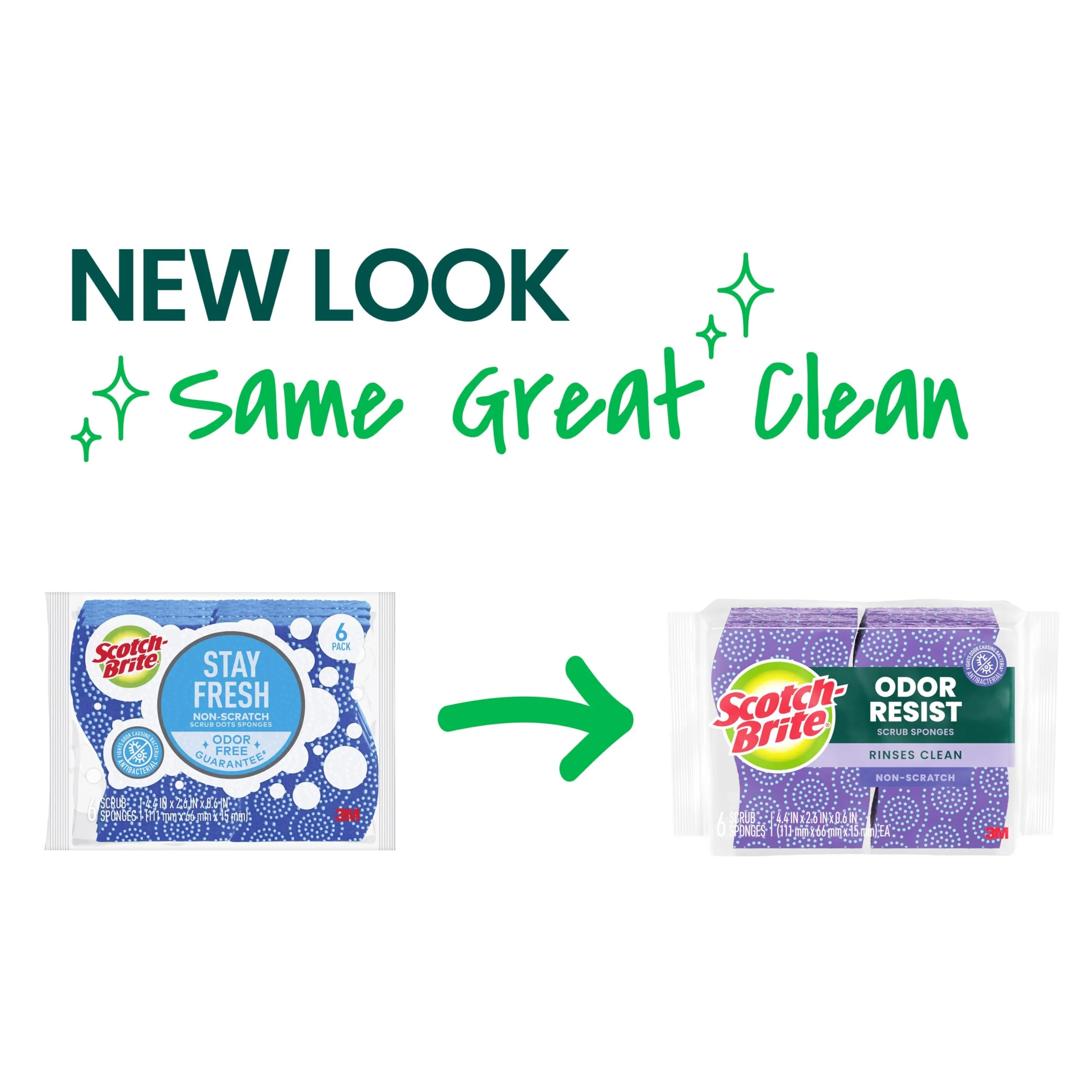 Scotch-Brite Odor Resist Non-Scratch Scrub Sponge, Dishwasher-Safe Kitchen Sponges that Resist Bacterial Odors, Multipurpose Dish Sponge for Gentle Cleaning, 6 Dish Sponges - Image 2