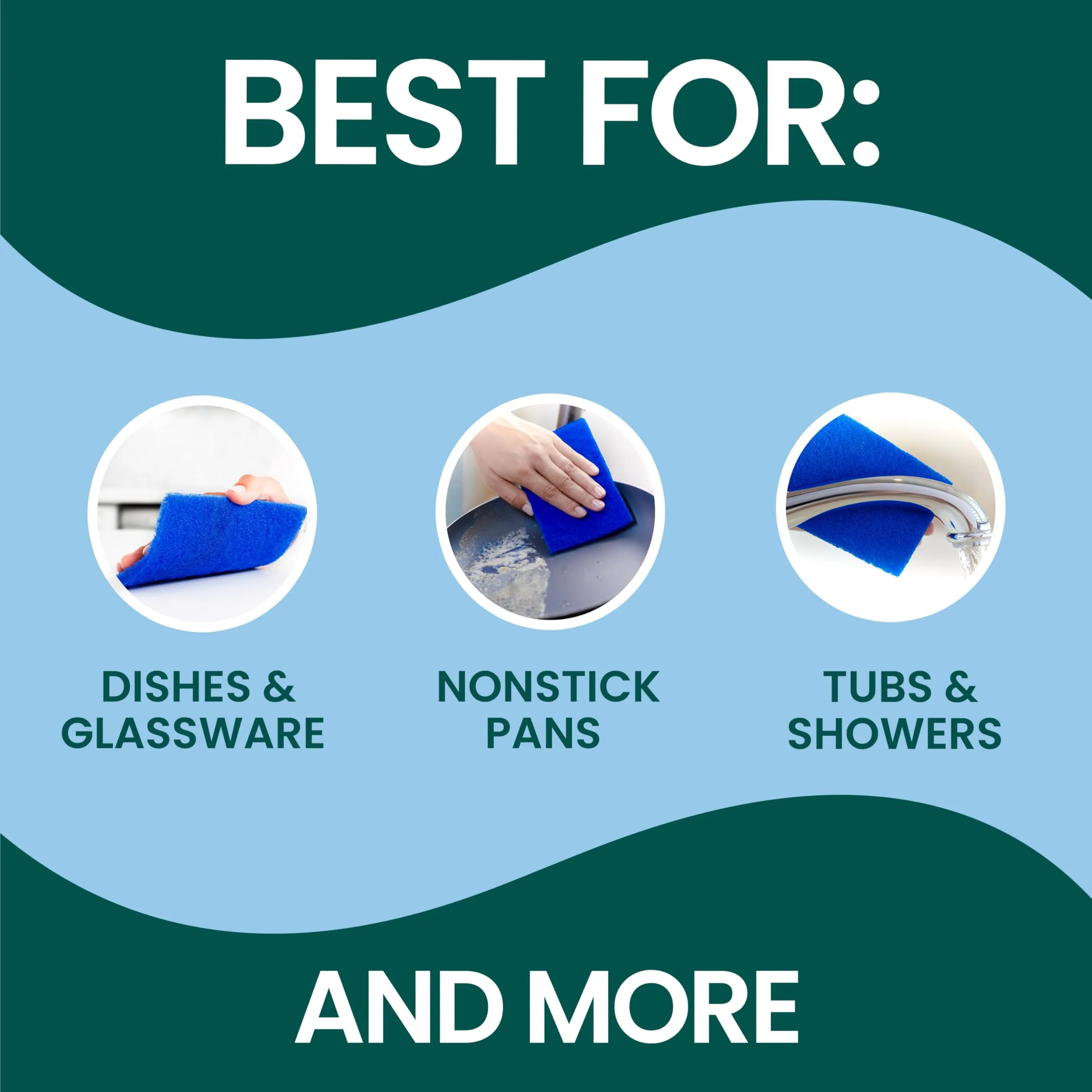 Scotch-Brite Zero Scratch Scouring Pad, Effective + Gentle Dish Scrubber for Household Cleaning, 30 Scrub Pads for Dishes, Nonstick Pots and Pans, Glass, Tubs, Showers, Reusable & Durable - Image 11